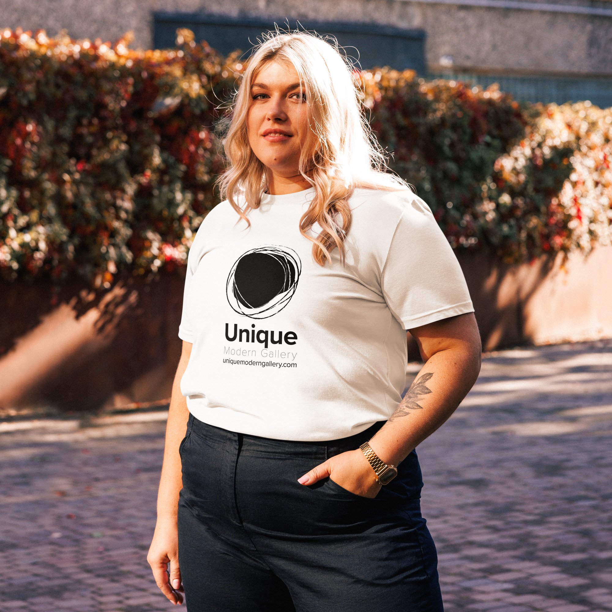 Modern Unisex T-shirt with unique motifs for sale.