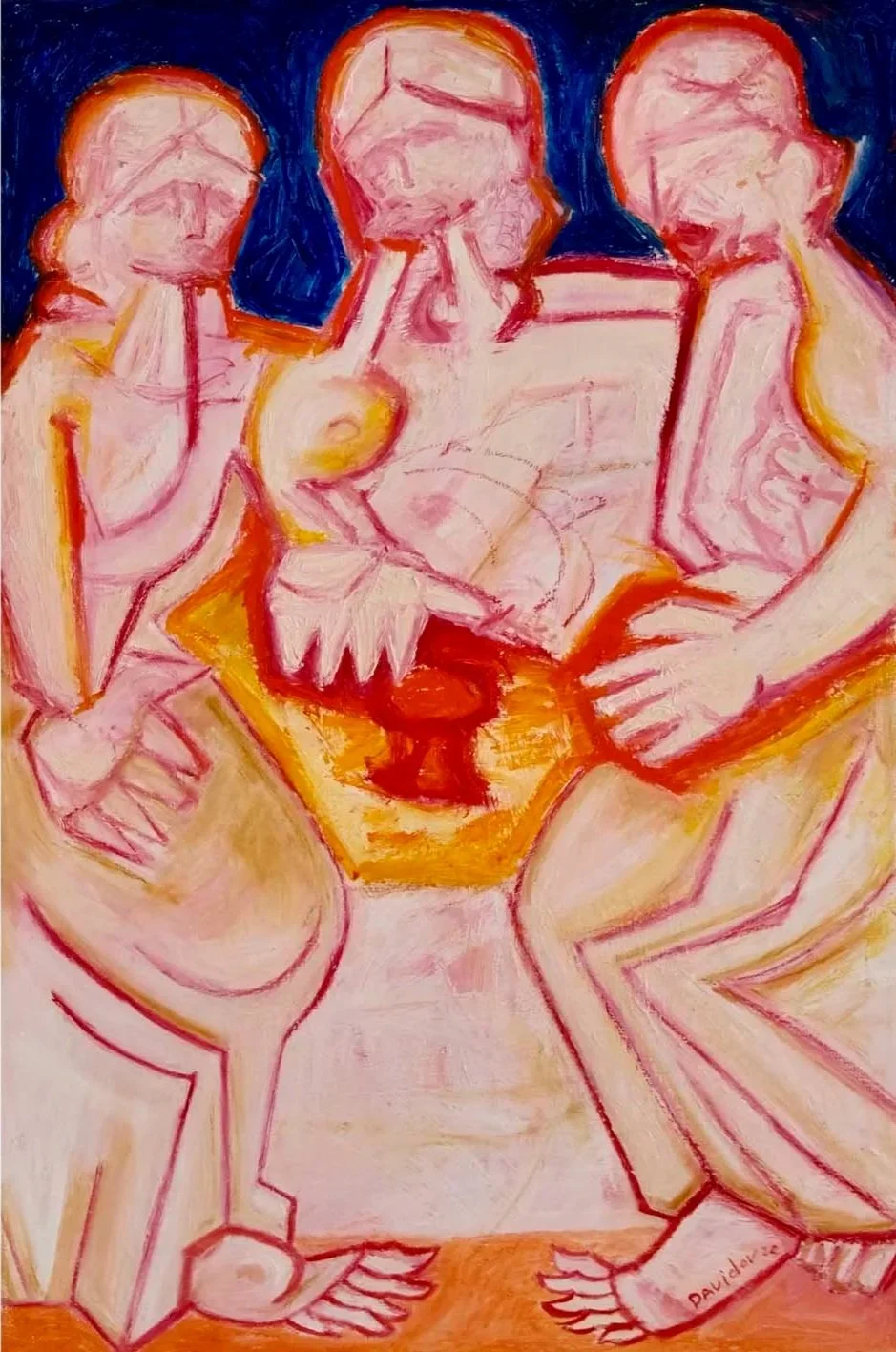 Contemporary painting inspired by the works of Rublev for sale.