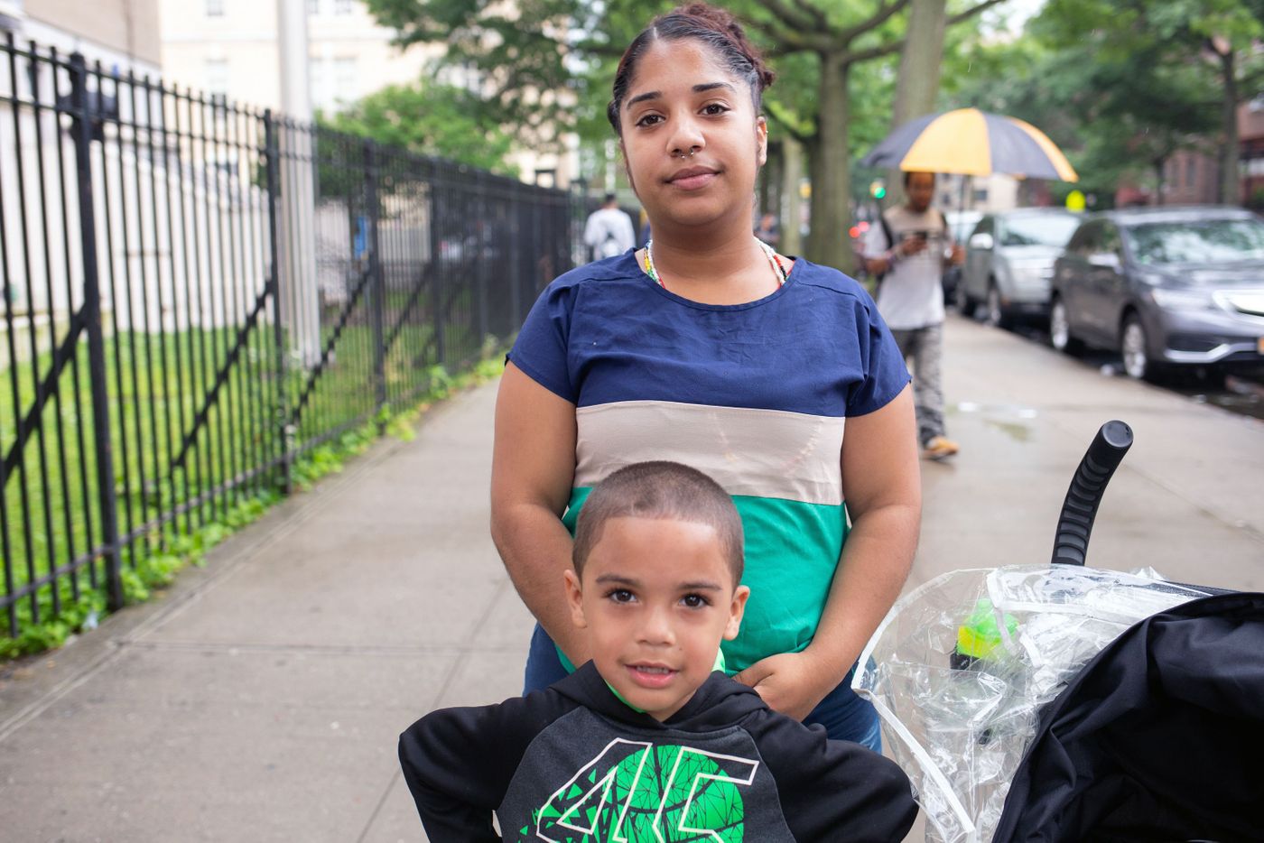Iris Dionicio with her 5-year-old son, Riley, in The Bronx. Photo: Ben Fractenberg/THE CITY