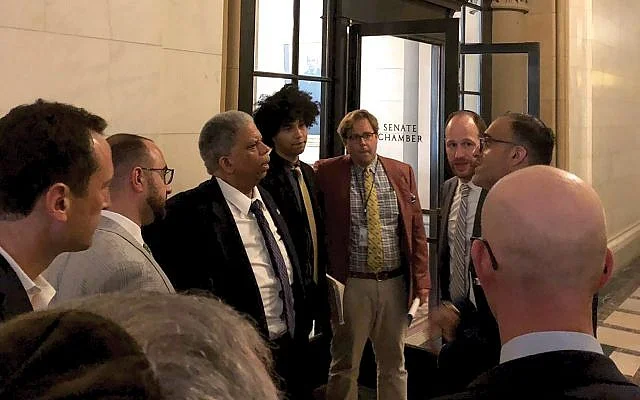 Met Council’s David Greenfield, second from right, with a group of young professional during a lobbying trip to the statehouse in Albany. Courtesy of Met Council