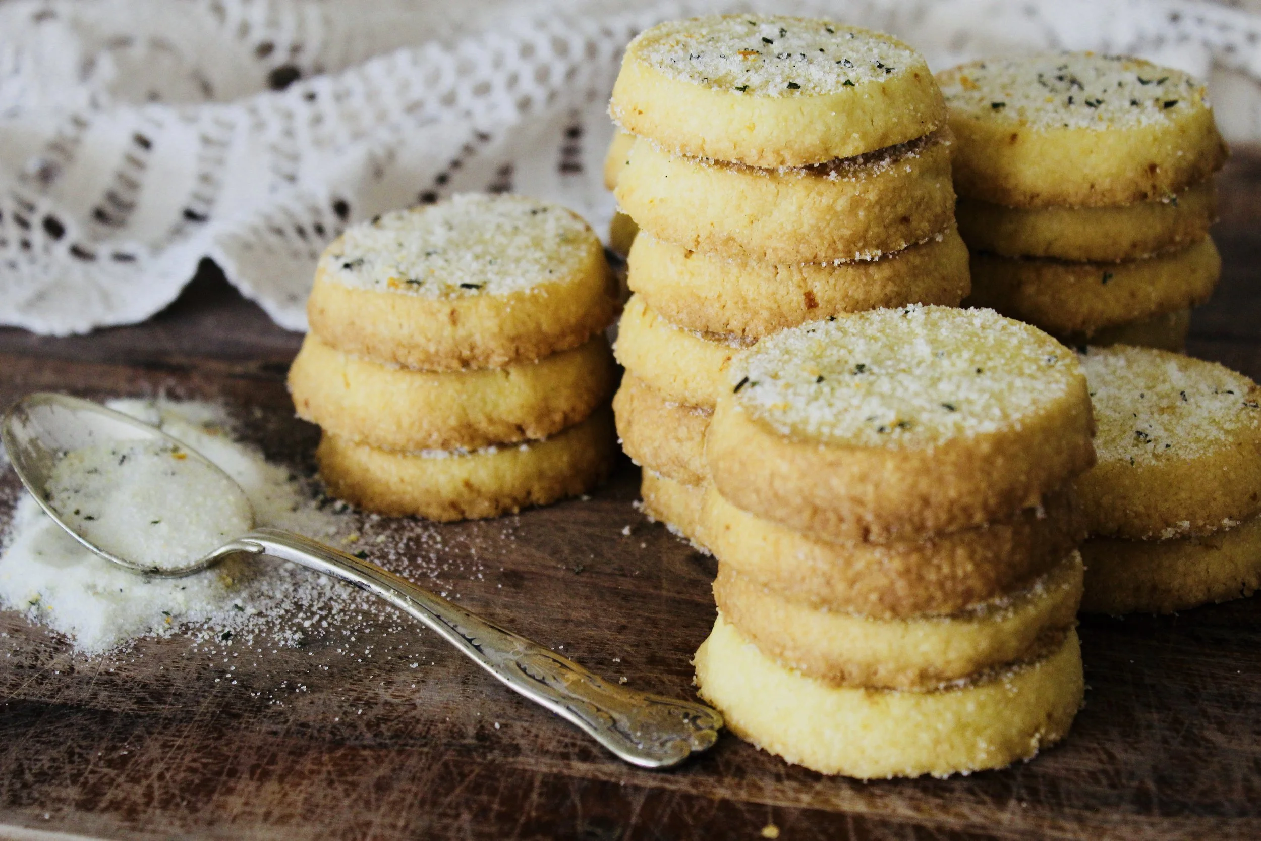 Orange Shortbread with Rosemary Sugar
