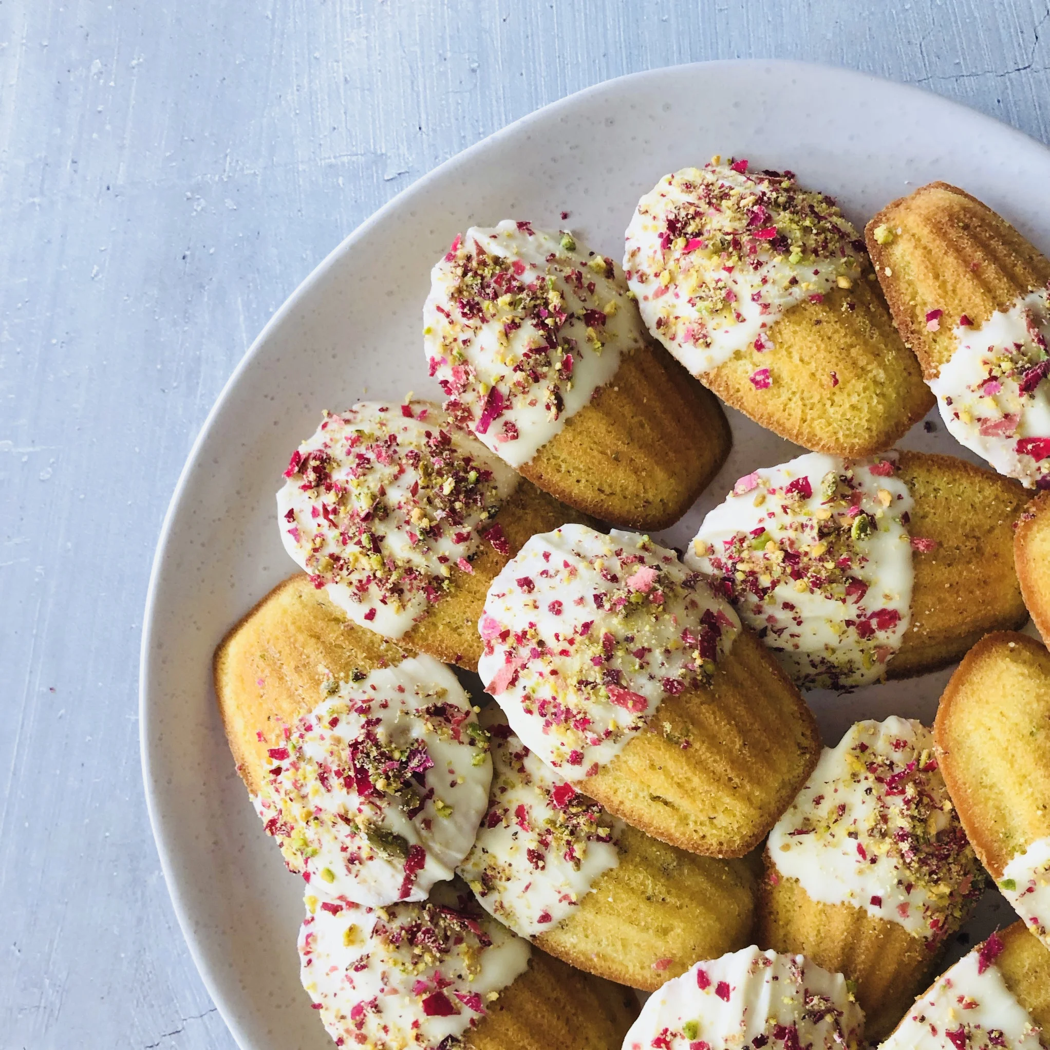 Rose &amp; Pistachio Madeleines