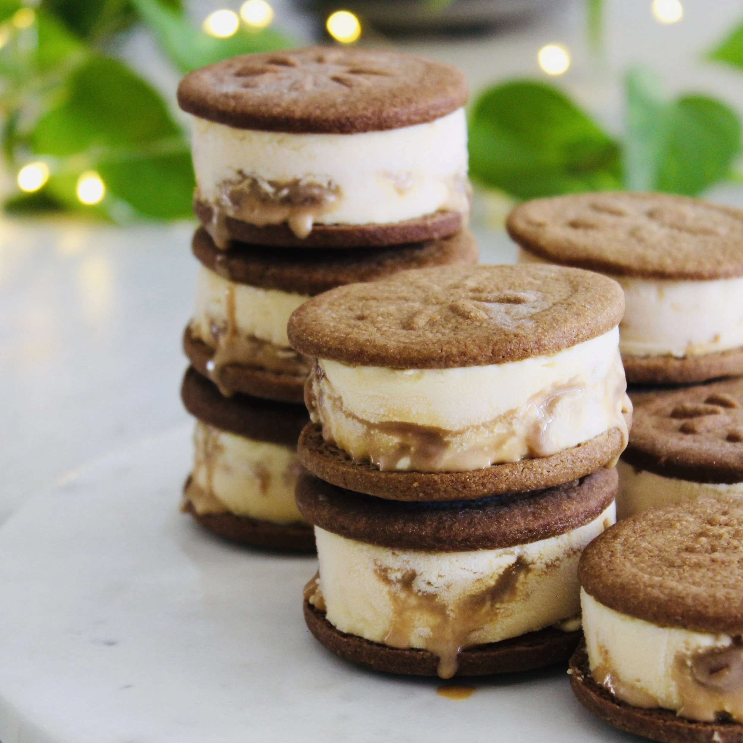 White Chocolate &amp; Ginger Caramel Icecream Sandwiches