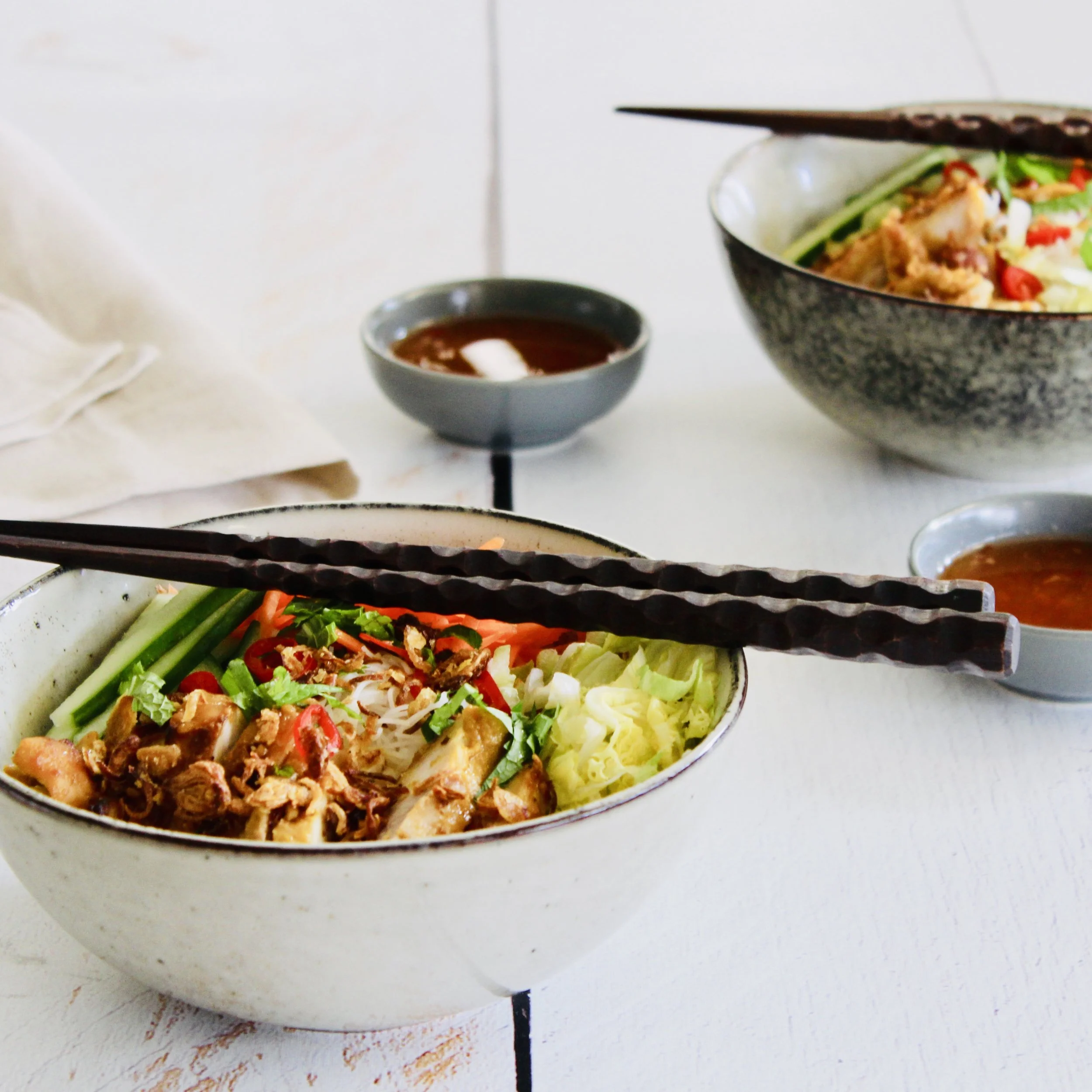 Vietnamese Noodle Bowl with Chicken