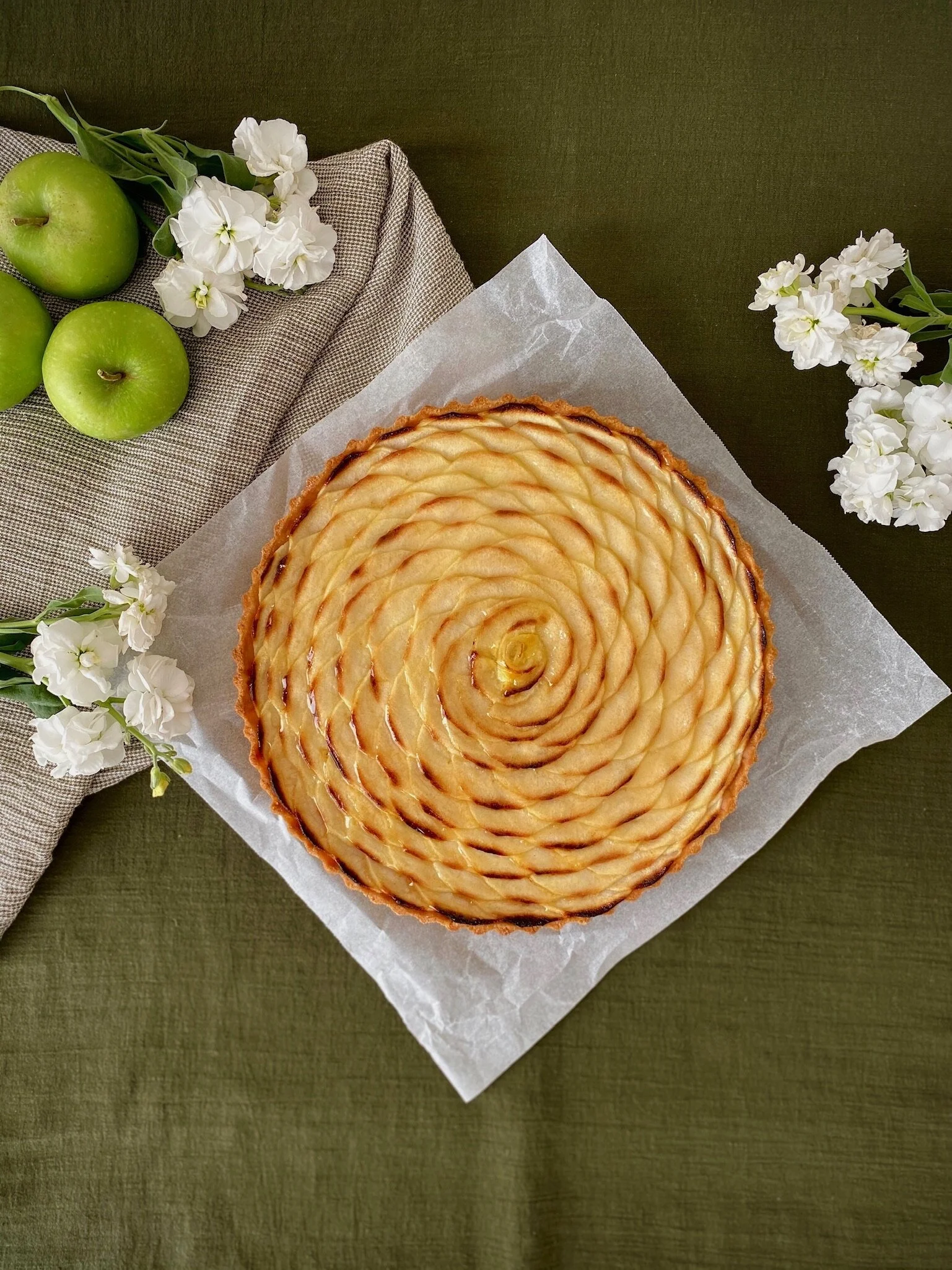 Baked Apple &amp; Almond Custard Tart