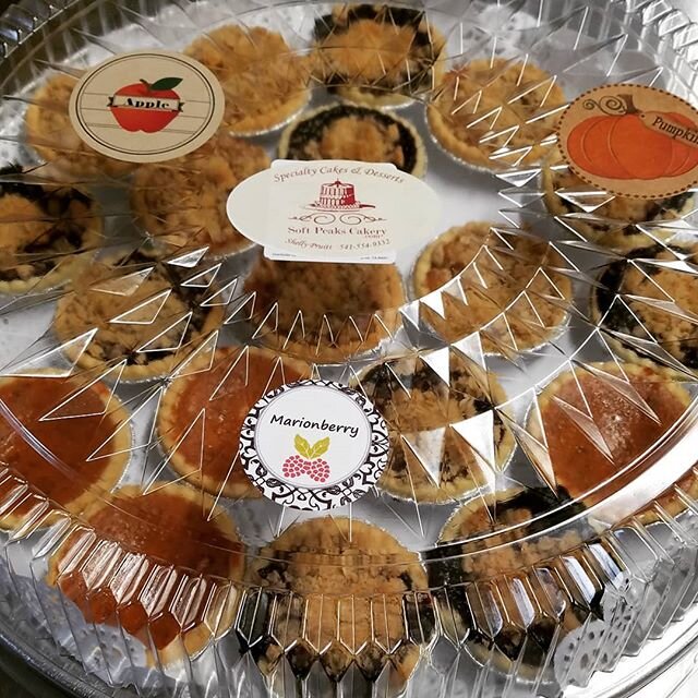 Need Holiday sweet platter? Assorted tarts 18 ready to go to your party $36. Ordering deadline is tomorrow at noon! Pick up Saturday and Sunday at Lane County Farmers Holiday Market.  Text me at 541-554-9333