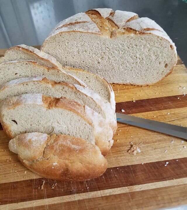 &quot;White&quot; Sourdough bread available for order, $6.00 for a 2# loaf. Order by today for Wednesday pick up at Mad Batter 's Bakery .#igettobakeforyou #compassionbaking #calboration  #stayhappywithsweets