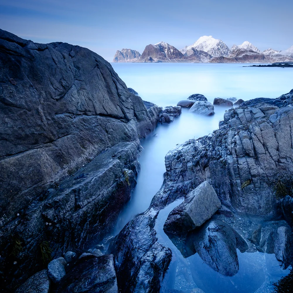 View on Vikbukta, Myrland, Lofoten, Norway, 2016
