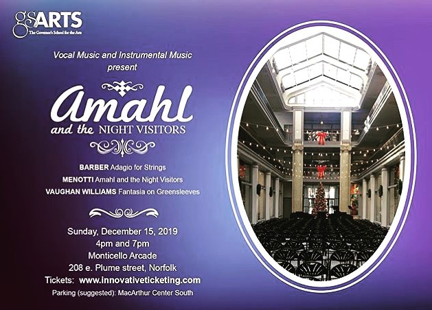 Tomorrow! Sold out shows at the Arcade presented by the @govschool. Very exciting! The building will be full of beautiful music and cheer perfect for this time of year! #monticelloarcade #downtownnorfolk