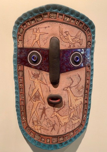 Louis Mendez Pottery Wall Mask Indian Prince 1990 American