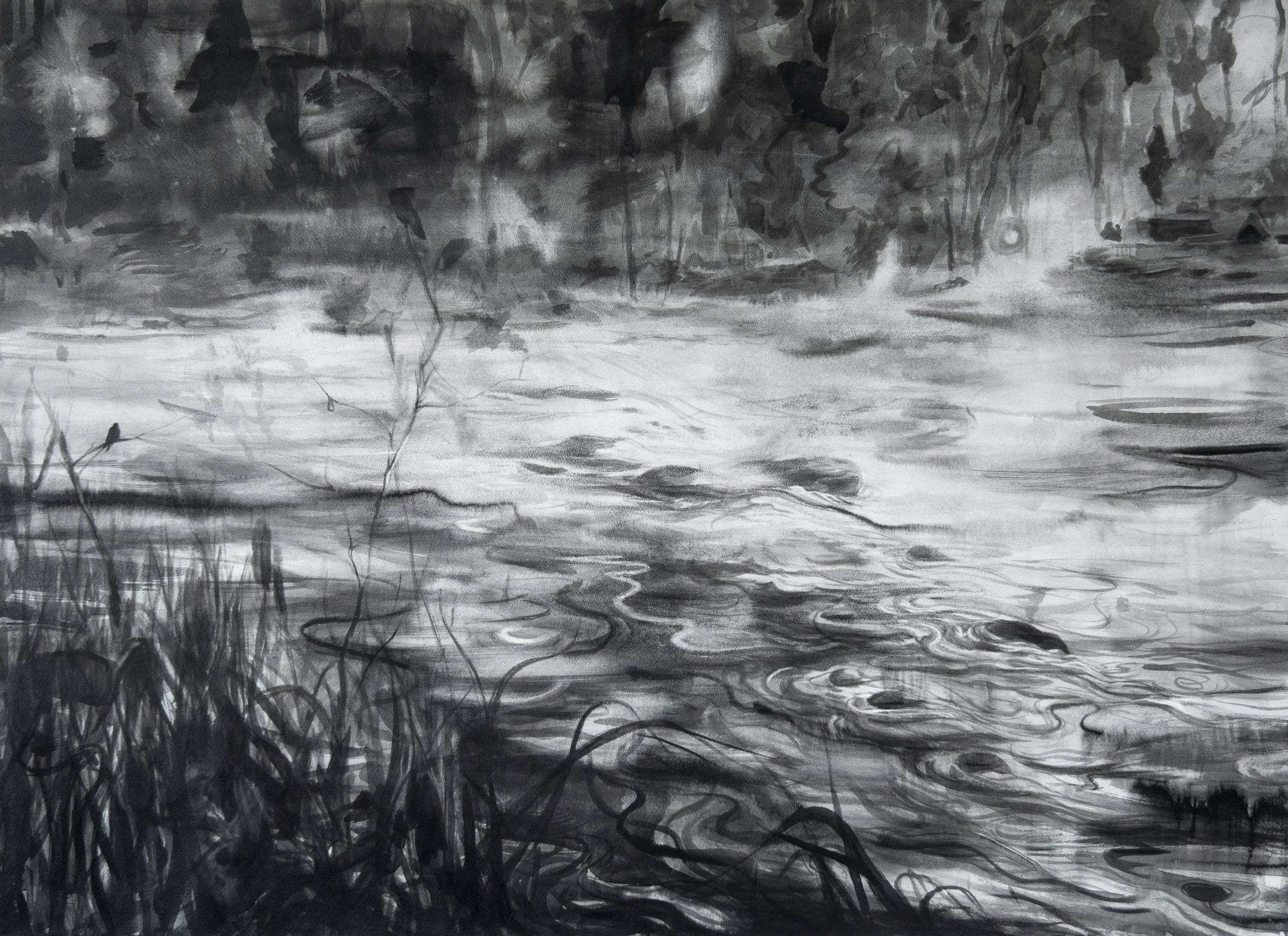Mittelgroßer Fluss, 2023, Tusche auf Papier, 87,5 x 120,5 cm .jpg