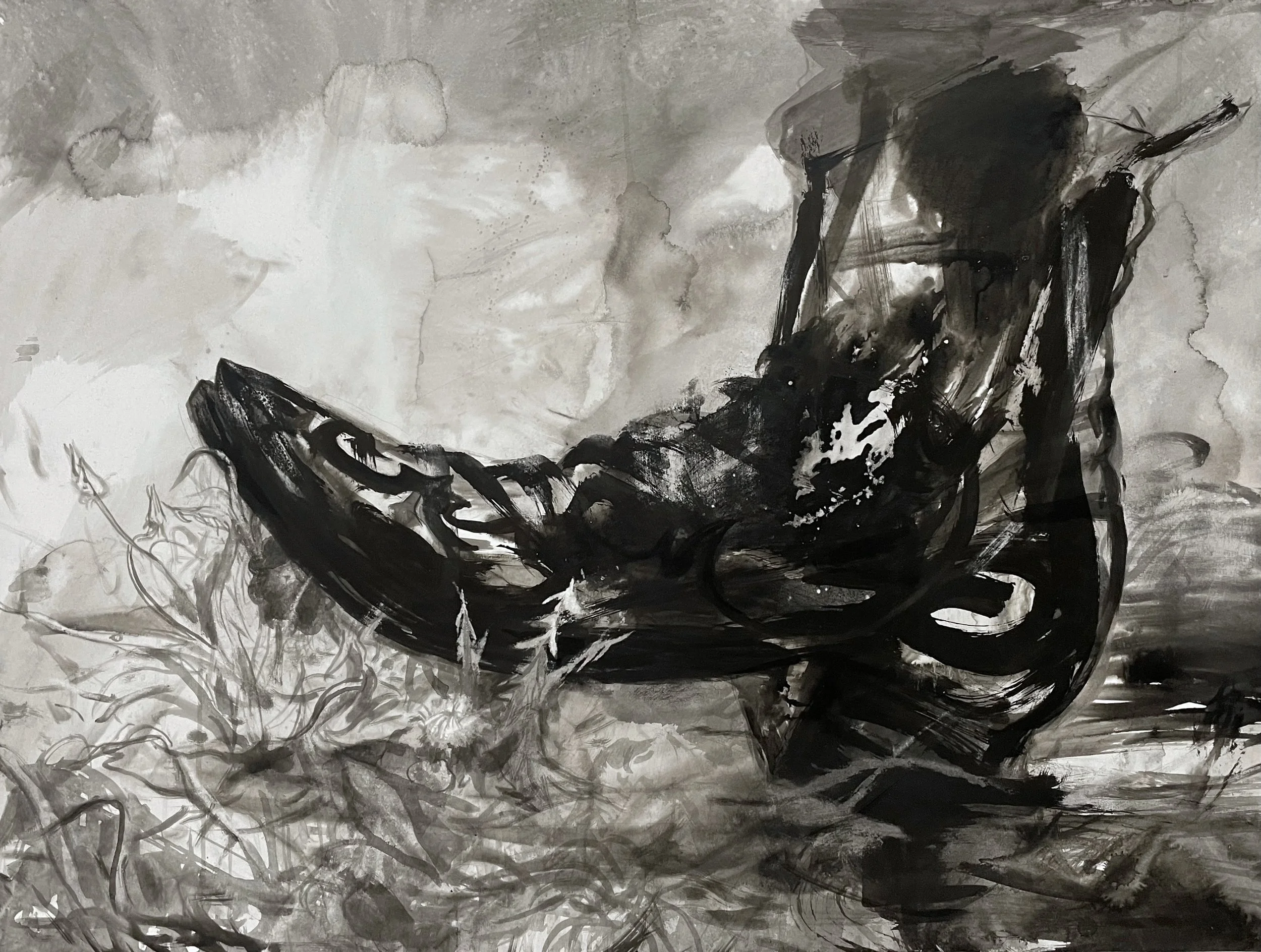Dürers Schuh, 2024, Tusche auf Papier, 64 x 85,5 cm.jpeg