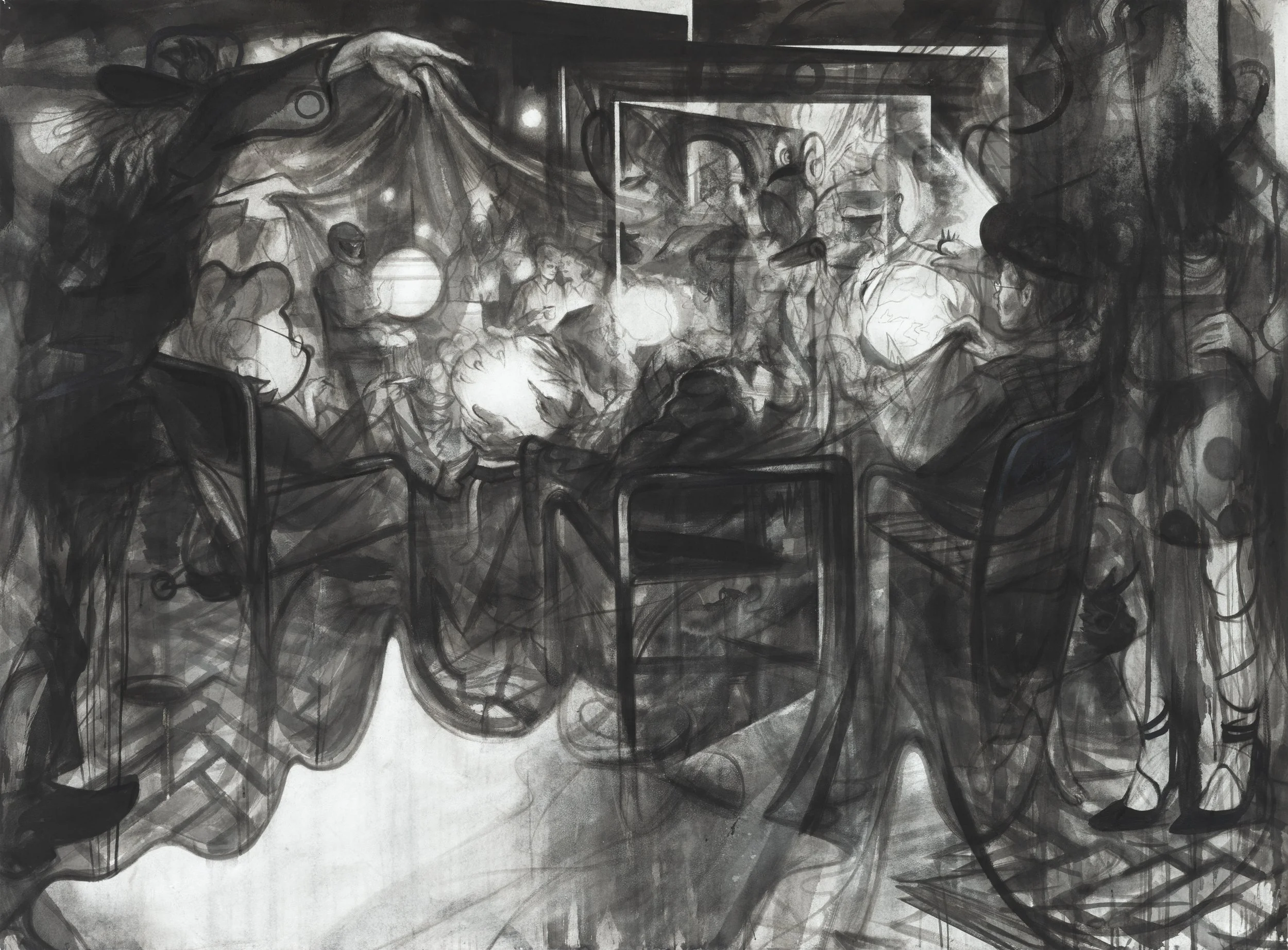 Séance, 2024, Ink on Paper, 128 x 164 cm.jpg