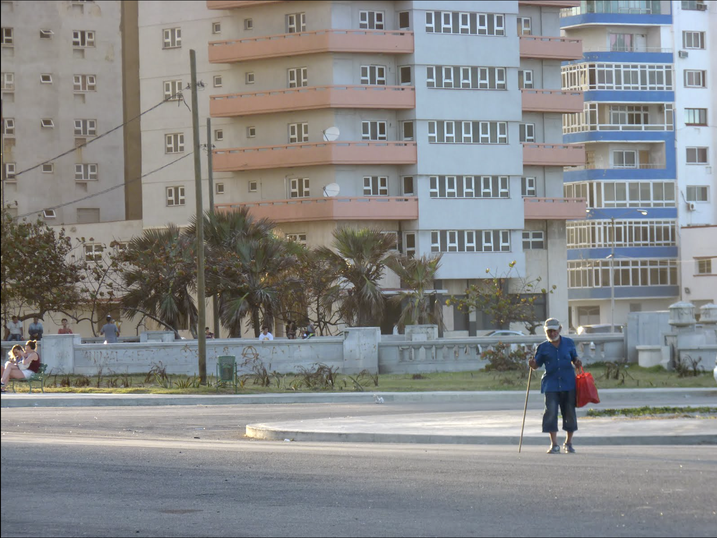 Old man crossing the street
