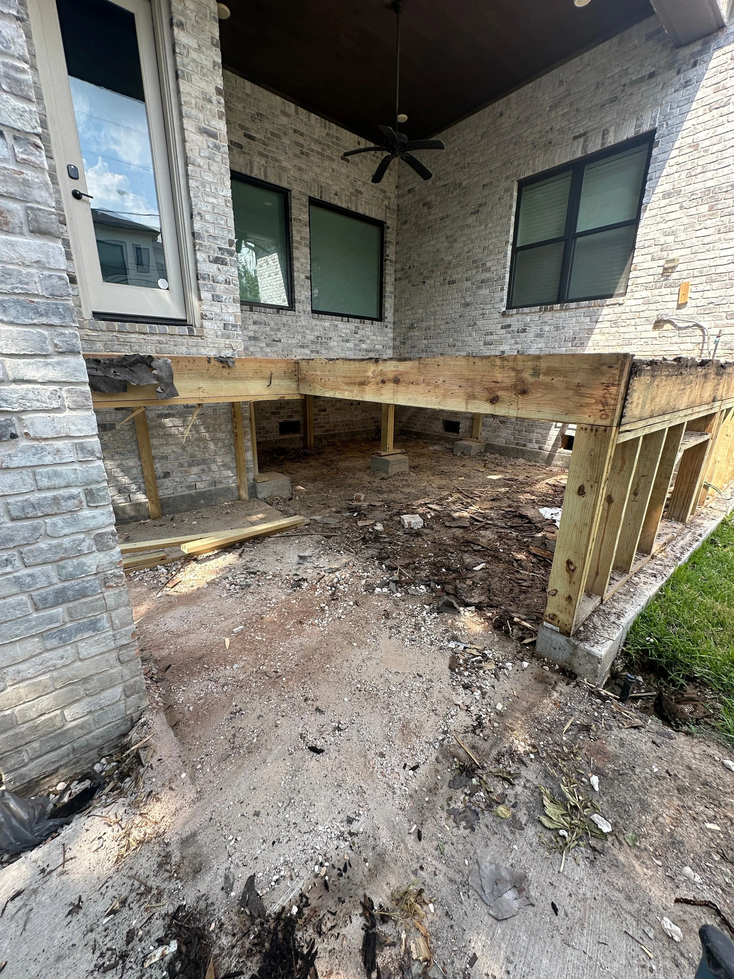 We also removed the steps and checked the foundation