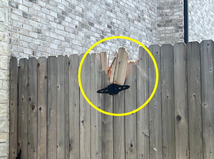 Fence was also damaged due to falling brick