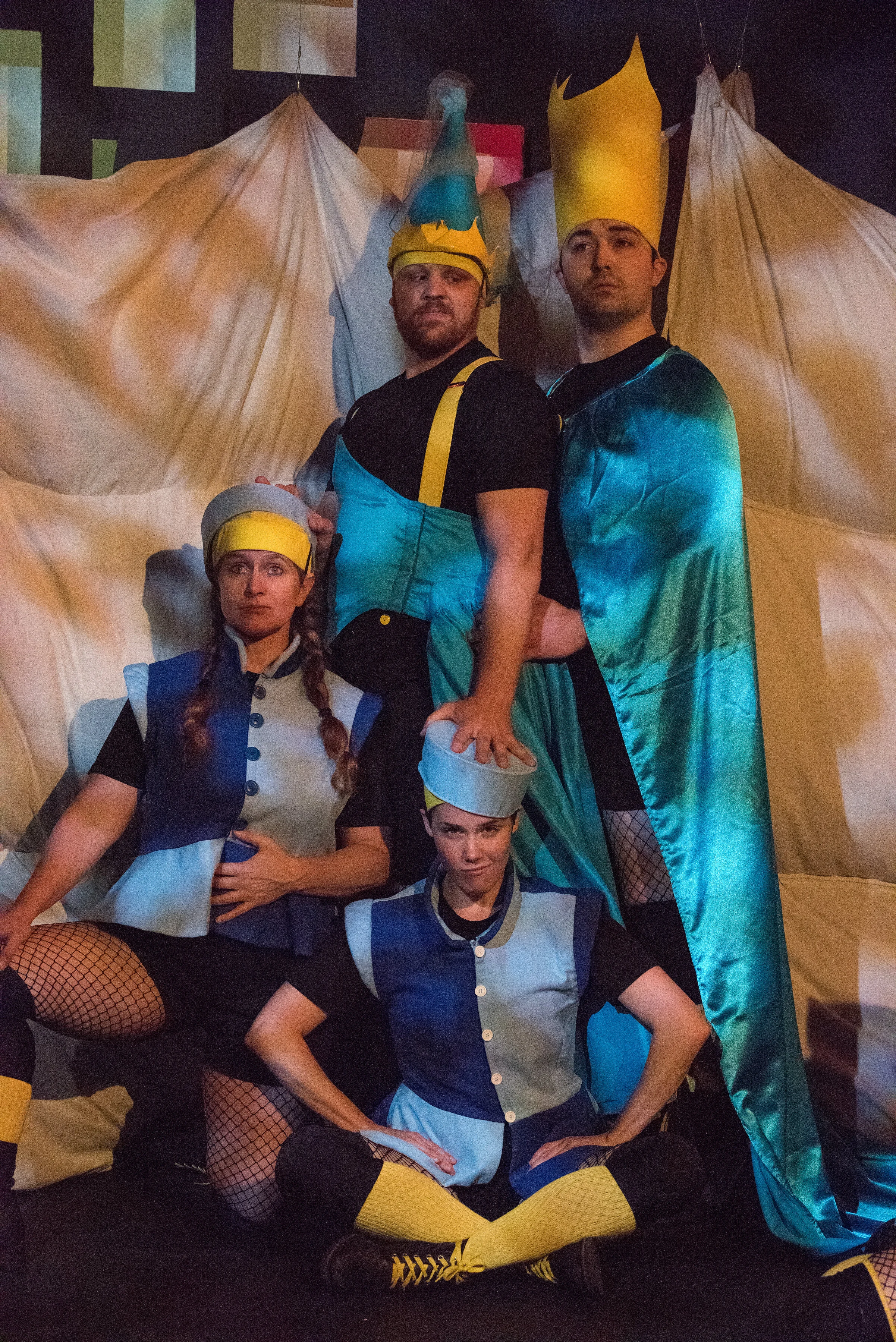 As Rosé, son of King Wenceslas (Adam Zaininger), with Matthew Romriell as Queen Rosemonde and Kearstyn Keller as Beaujolais (Photo: Matt Yee)
