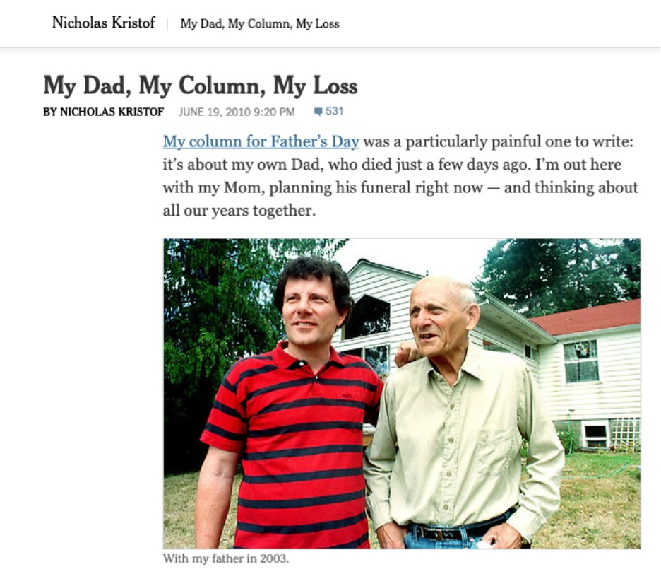 Repost: Washington Free Beacon, “Times Columnist Kristof’s Father Fought on Nazi Side in World War II”