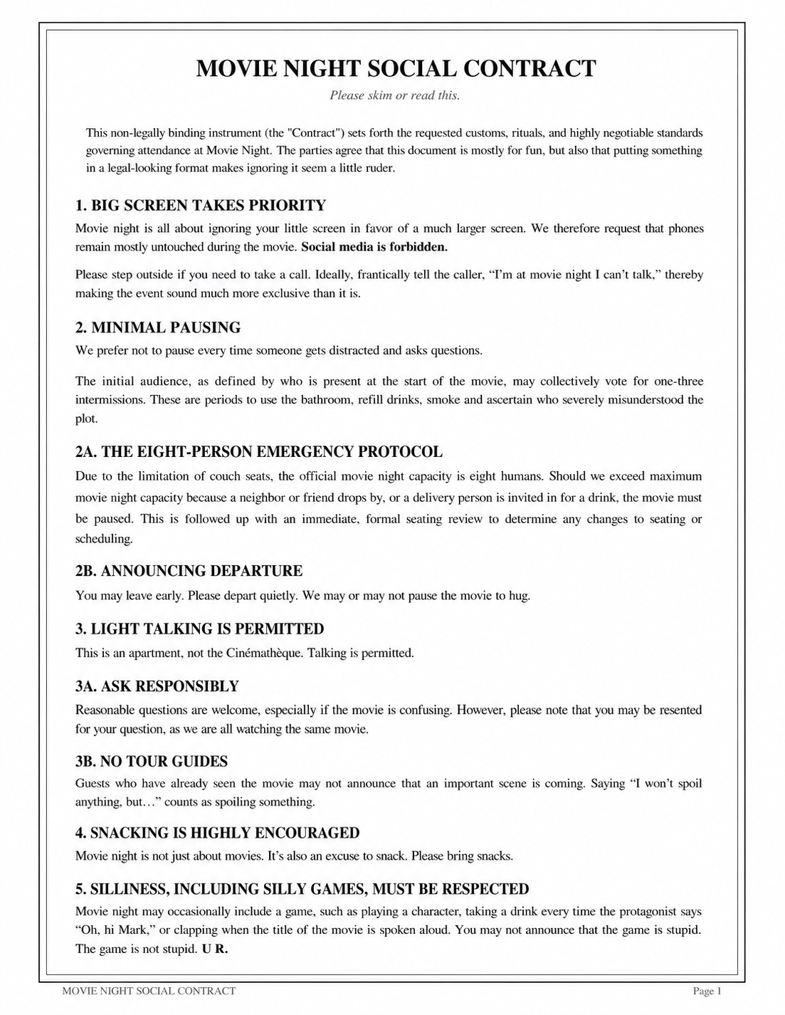 Movie Night Etiquette