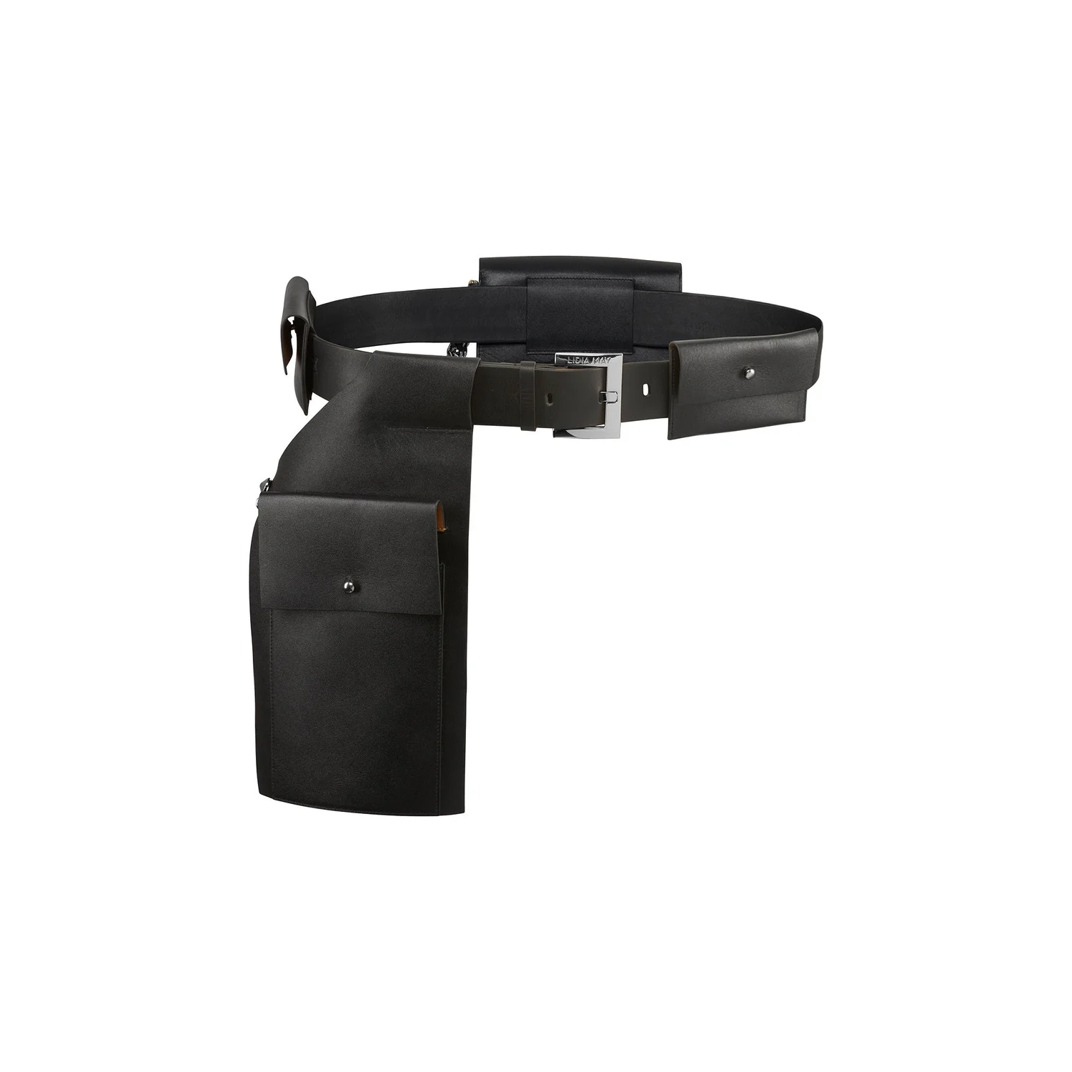 Black Multi-Pouch Leather Utility Belt Fendi Vitello Glacier Utility Belt Pouch Black 1570174  main image 3