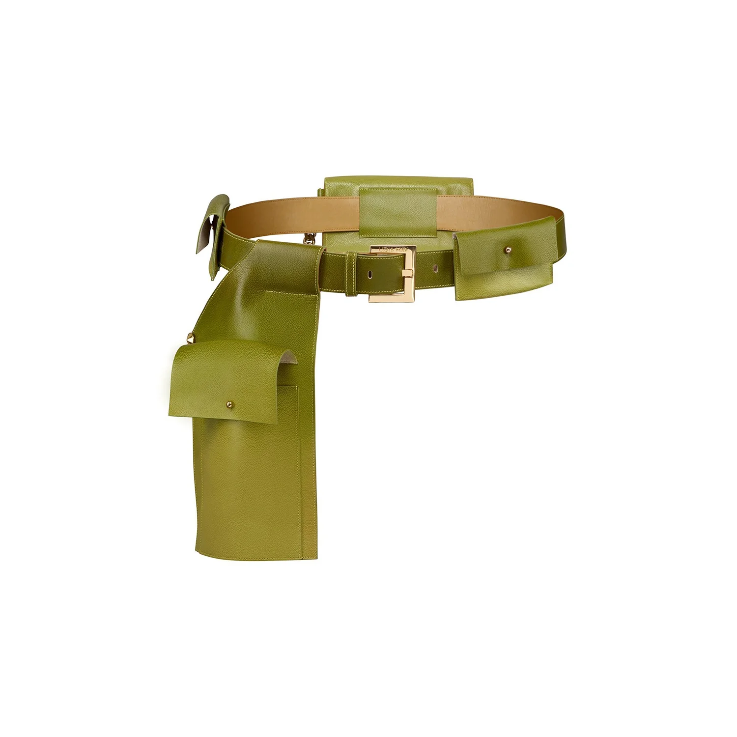 Elevated Style Leather Utility Belt With Pockets — Lidia May 
