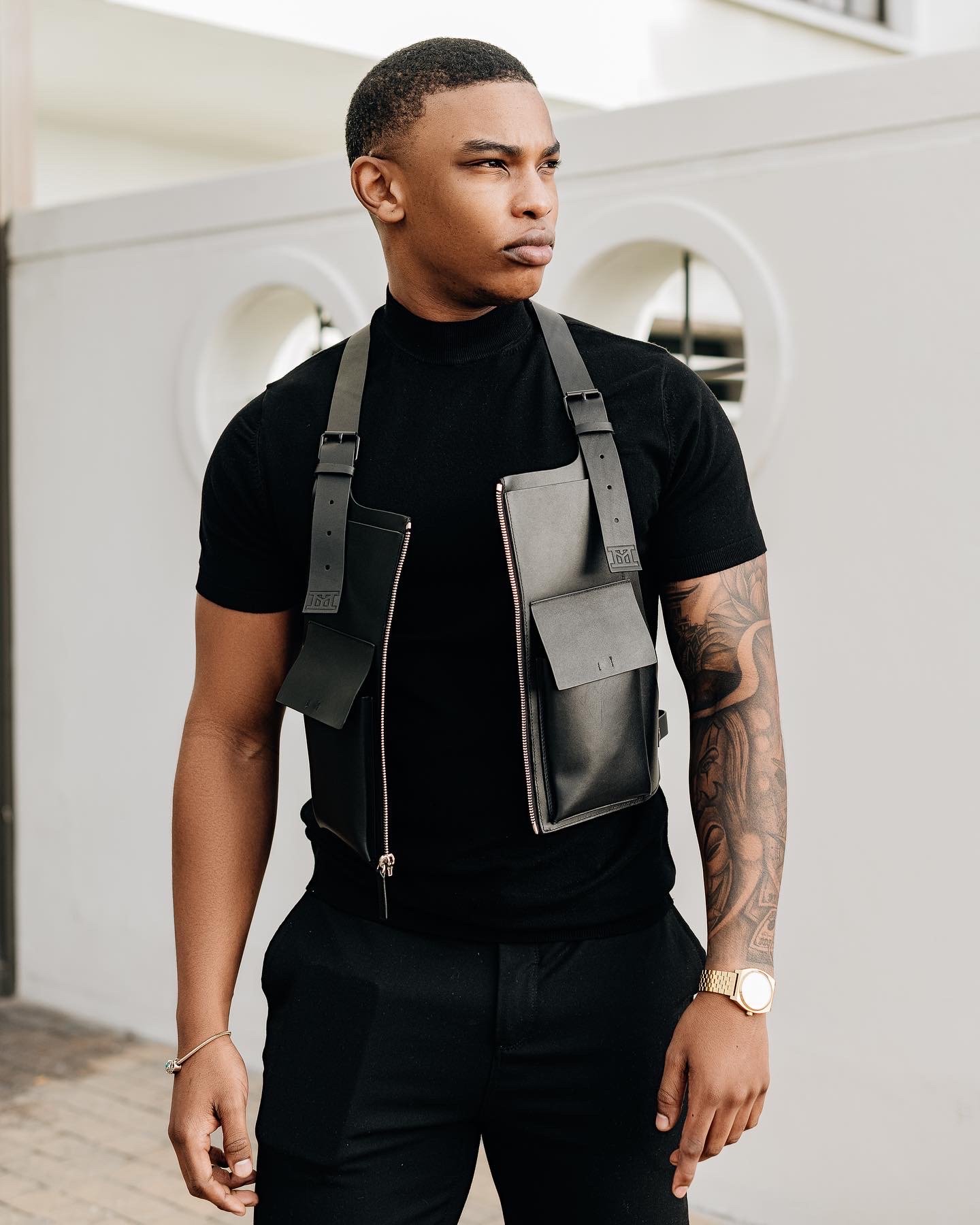 Frontpack Vest Smooth Black — Lidia May | Ethical Luxury Leather Goods