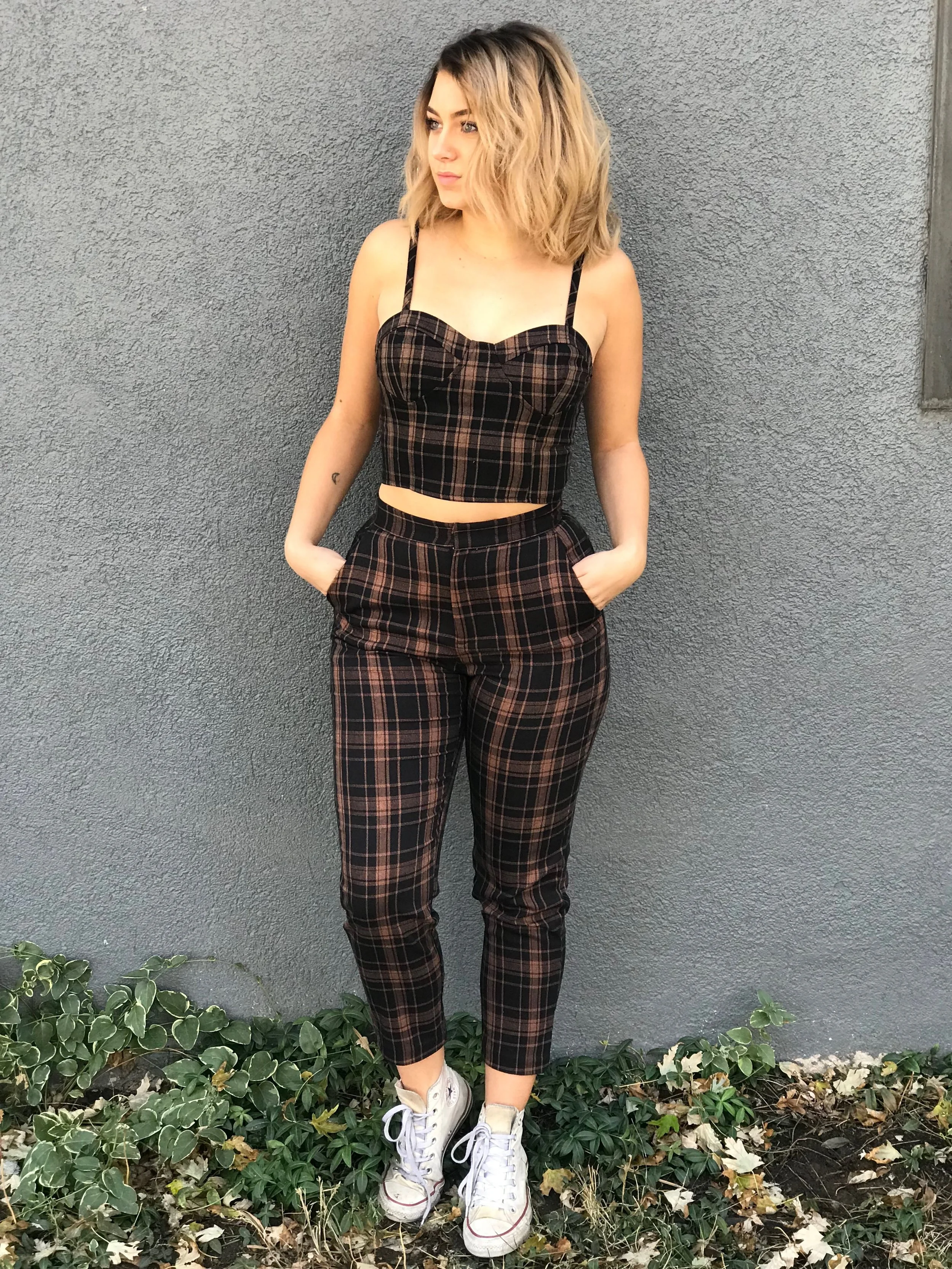 She Means Business Plaid Trouser