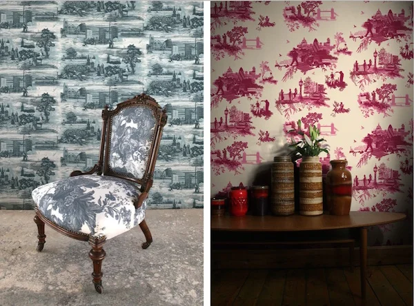 Glasgow Toile, £210 per roll; London Toile, £90 per roll; both Timorous Beasties