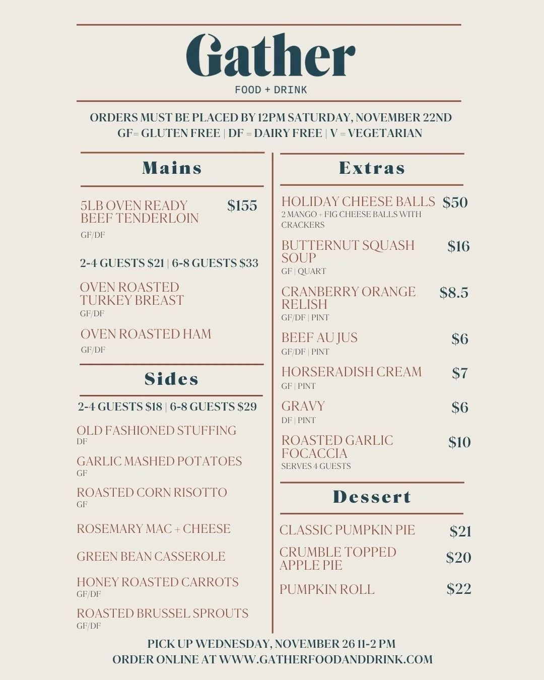 Your friendly reminder to order your Thanksgiving dinner! Focus on making memories with your family and let us take care of the cooking.
Link in bio π¦