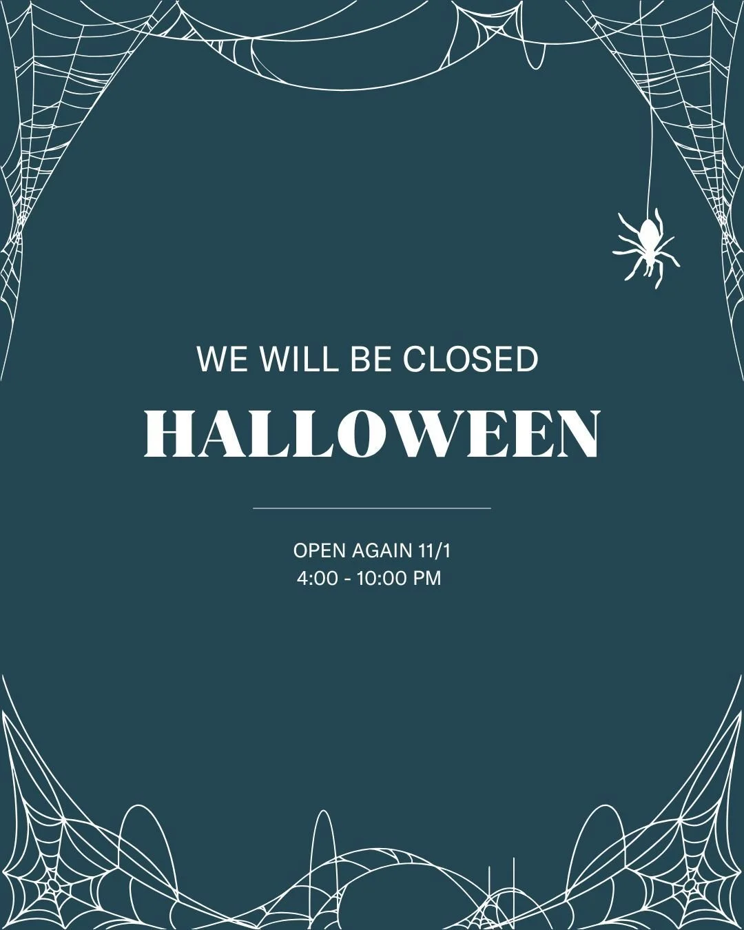 We’ll be closed tomorrow — have a safe and spooky Halloween! ππ»