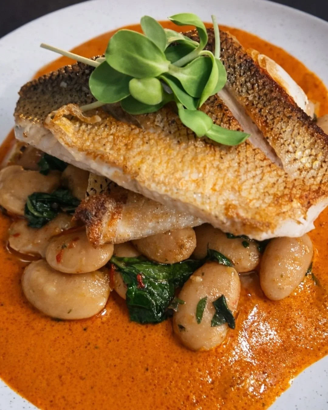Our Lent feature this weekend 🐟
Pan-seared walleye served with gigante beans and roasted red pepper sauce. Available this weekend &mdash; come grab it while it lasts!