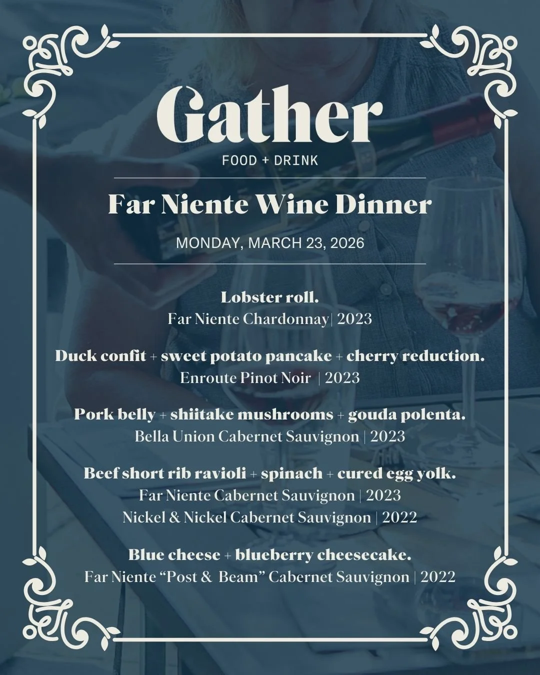 Our upcoming wine dinner is just a few days away! Have you booked your spot yet? Link in bio