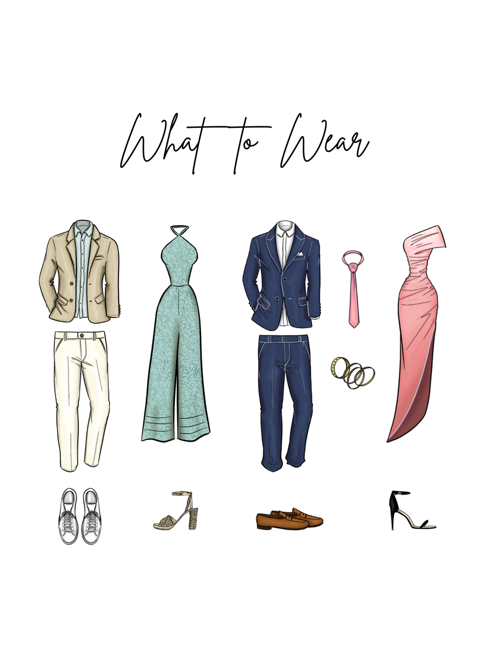 Wedding Guest Outfit Sketches — SamiaLynn Illustration \u0026 Design, image size:1000x1333