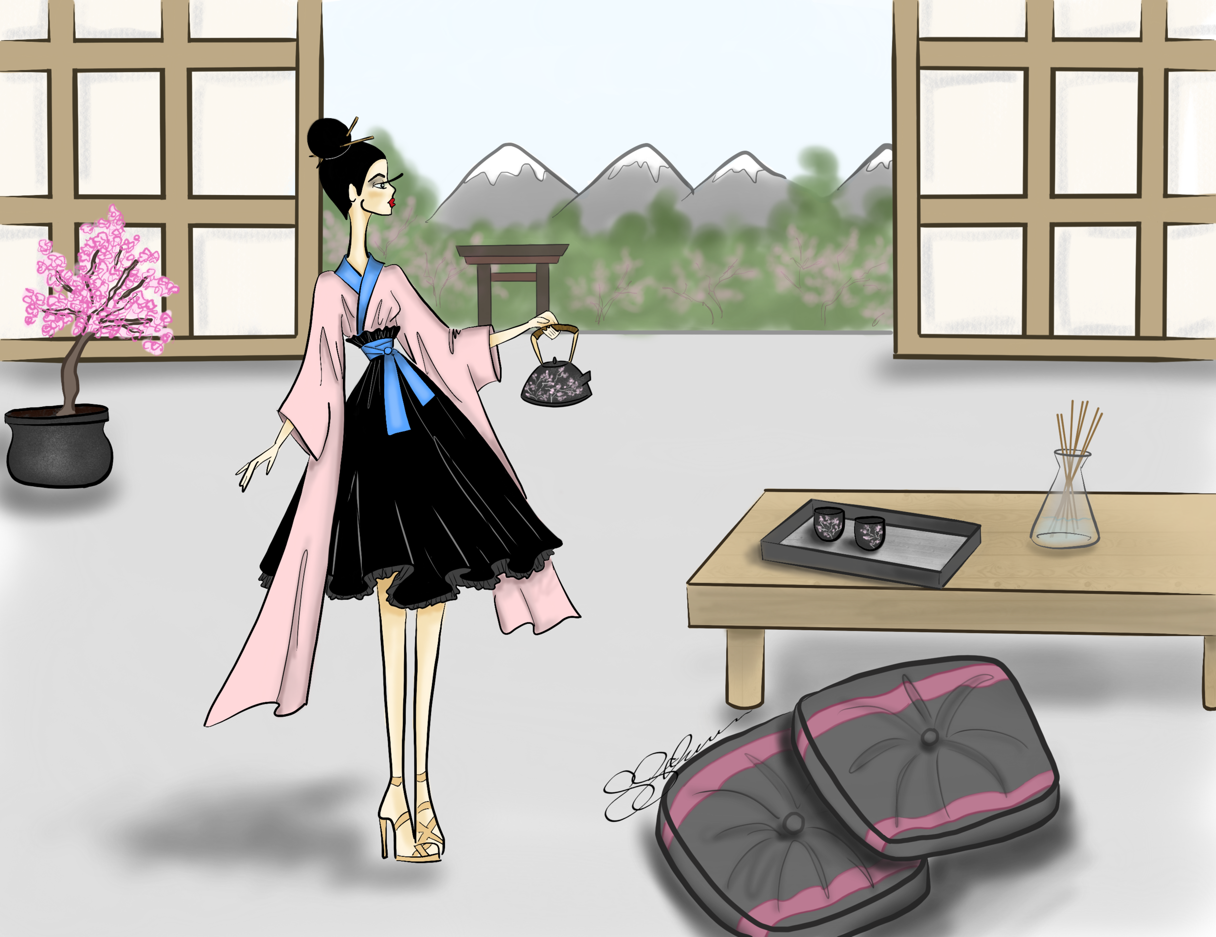 japanese tea illustration