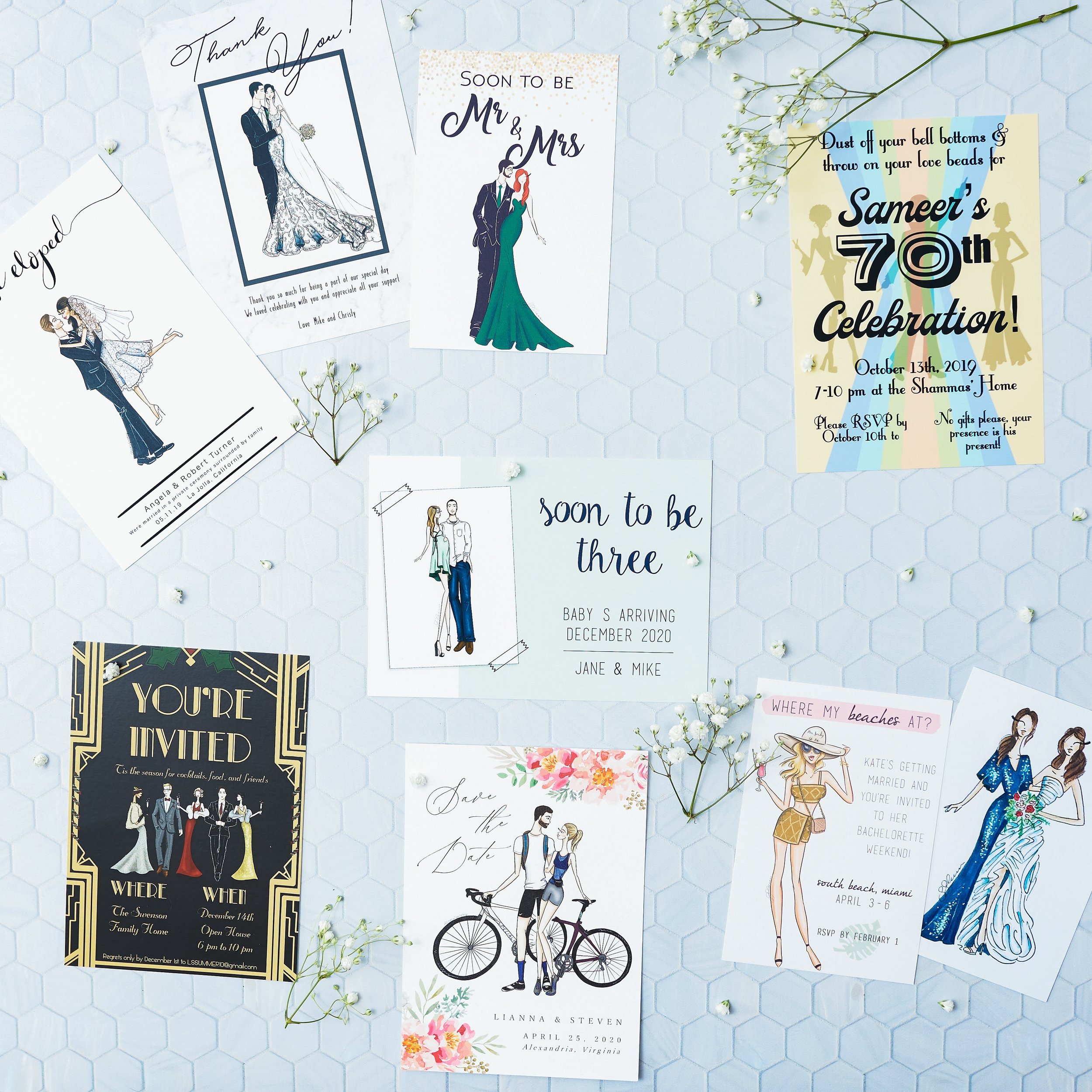 YOU&rsquo;RE INVITED 💌

Wouldn&rsquo;t it be exciting to receive a card or invite with an illustration of your company&rsquo;s products or maybe one of your favorite couples for their save the date? 

From custom invitations to personalized menus an