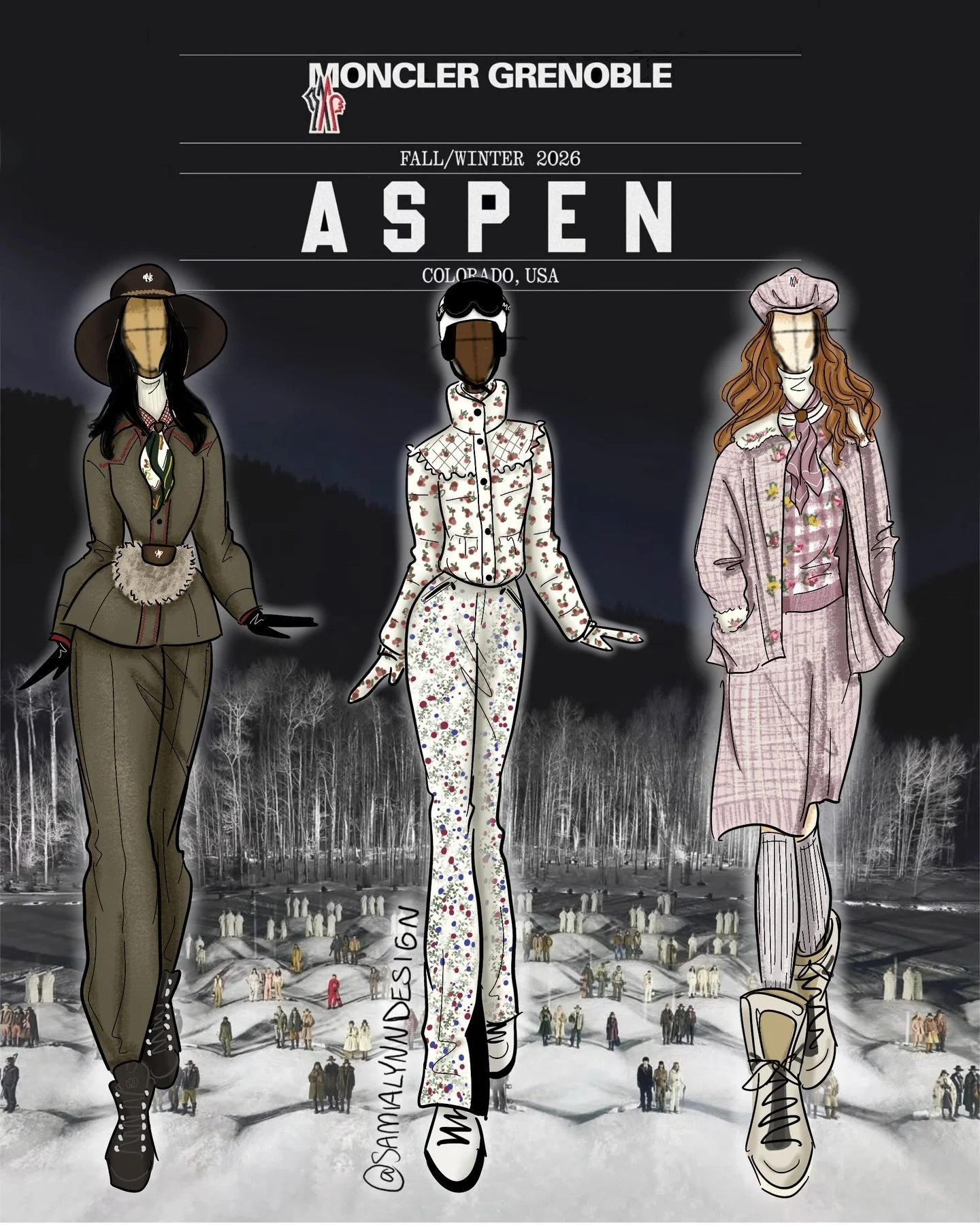 Last week @moncler debuted an incredible collection for Fall/Winter 2026 in Aspen ❄️

Beautiful embroidery, unique quilting, and fun florals made each piece unique and cohesive at the same time. 

Guests were taken by snow mobile up to the snowy runw