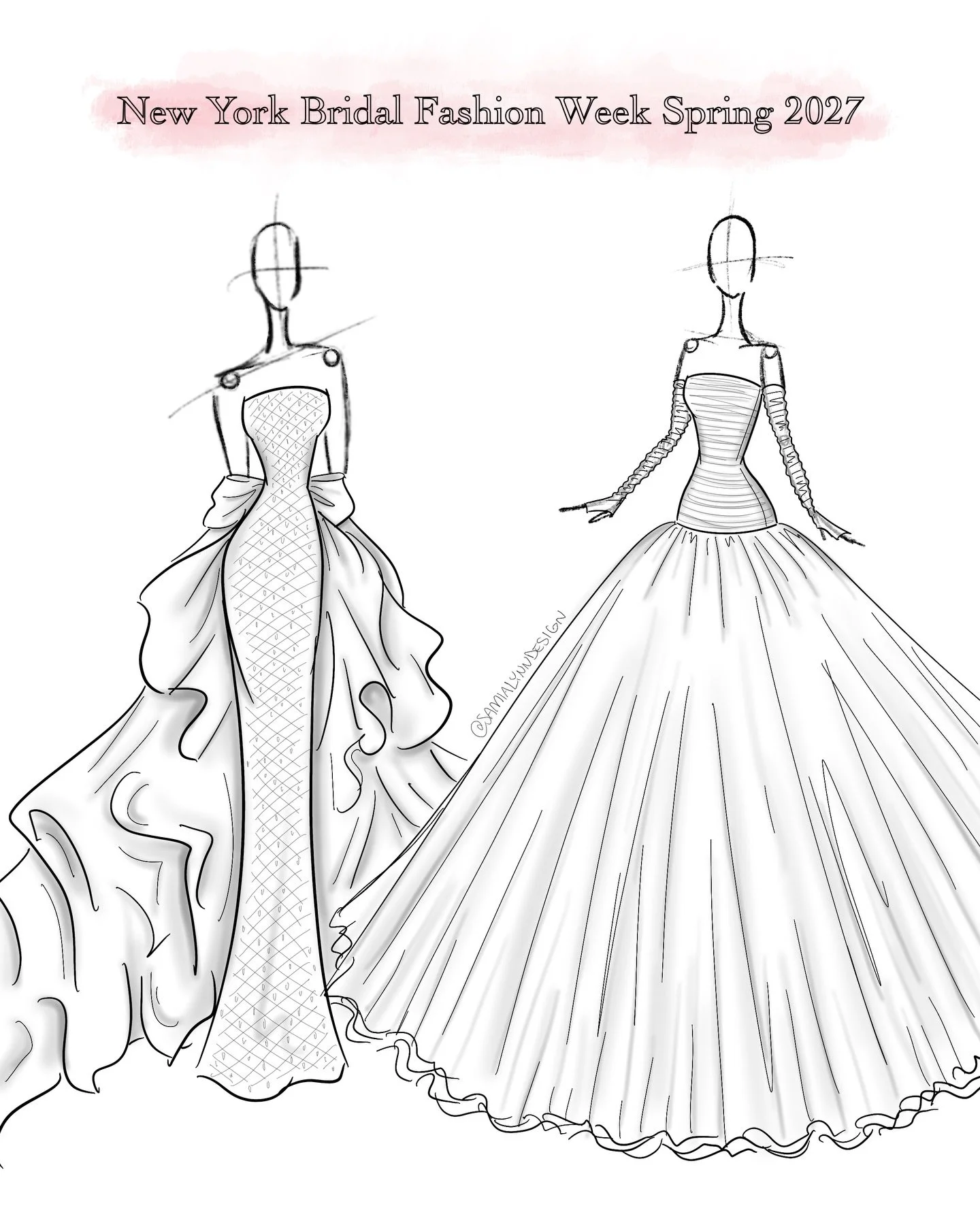Last week we wrapped up another NY Bridal Fashion Week and my little fashion heart couldn&rsquo;t have been more happy 💕👰🏻&zwj;♀️

I sketched out a few favs from the collections I saw, but swipe to the end to see a couple I did in just a few minut