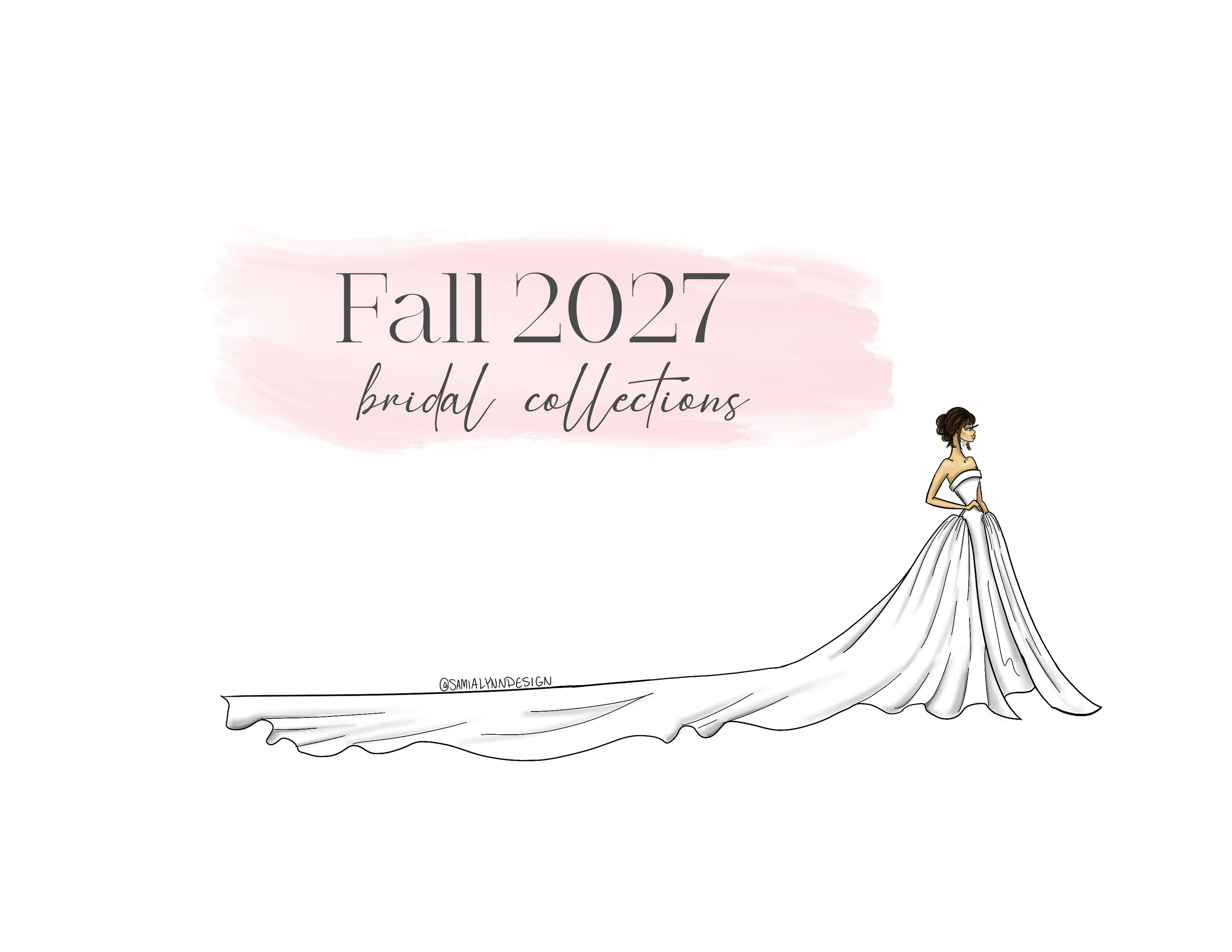 A fashion illustration of a bride in a strapless ballgown illustrating a look from New York Bridal Fashion Week 2027