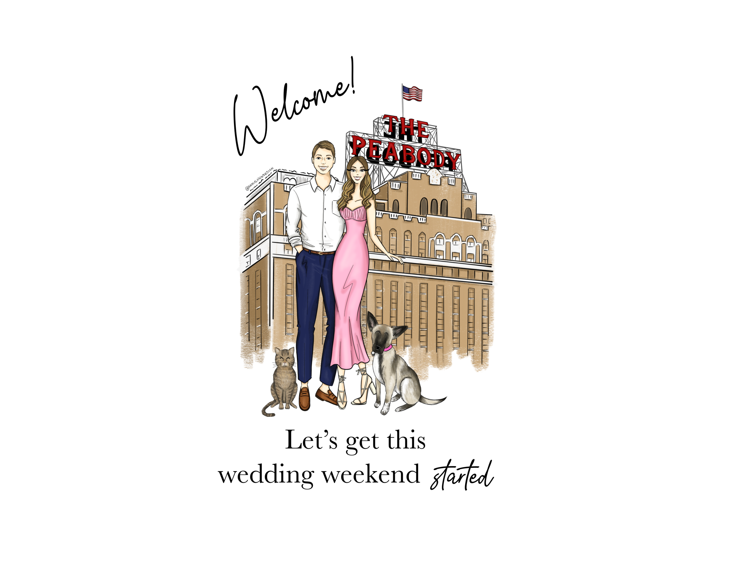 Welcome party illustrator