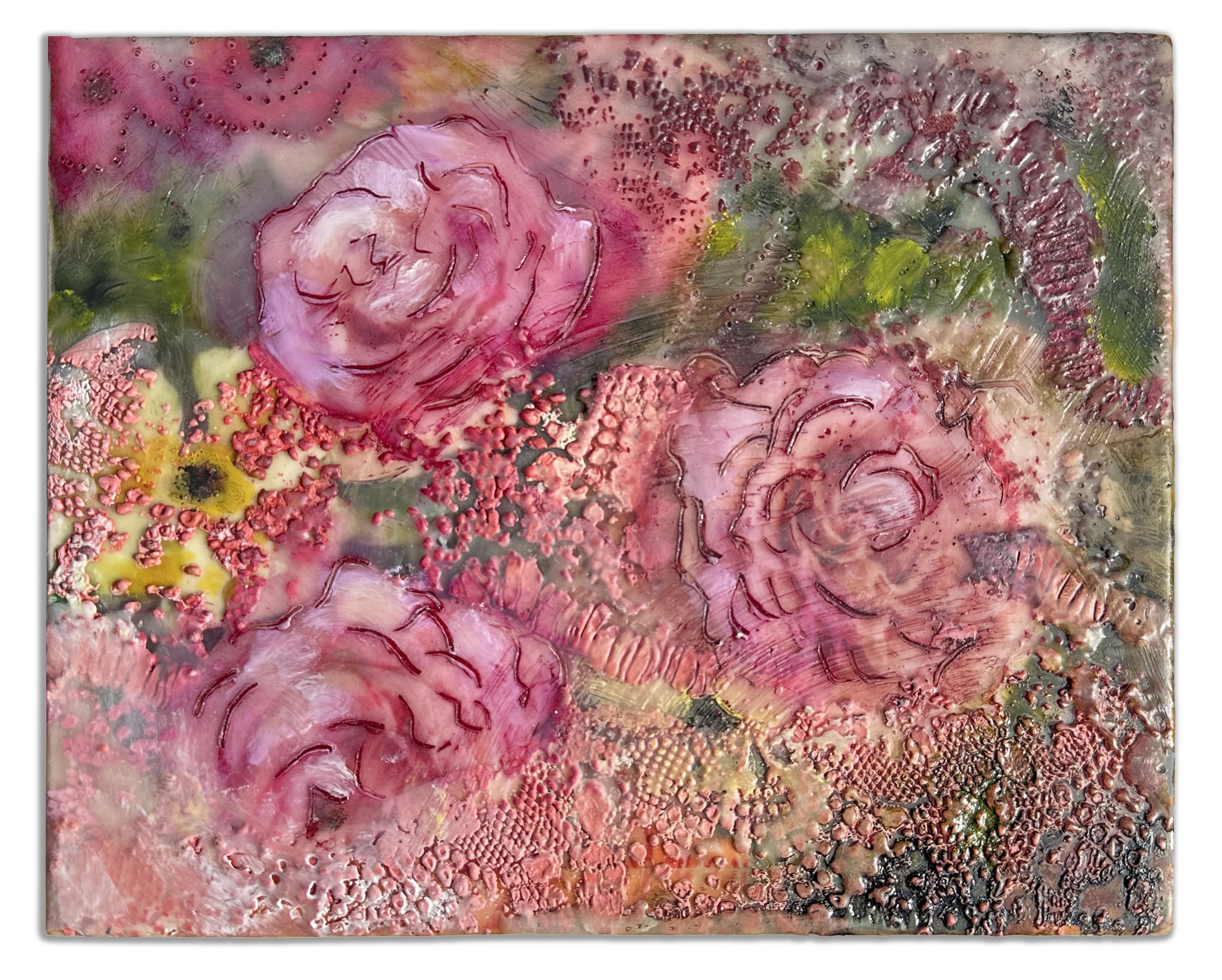 SOLD! Coming Up Roses, 10 x 8 x 1.5 inches