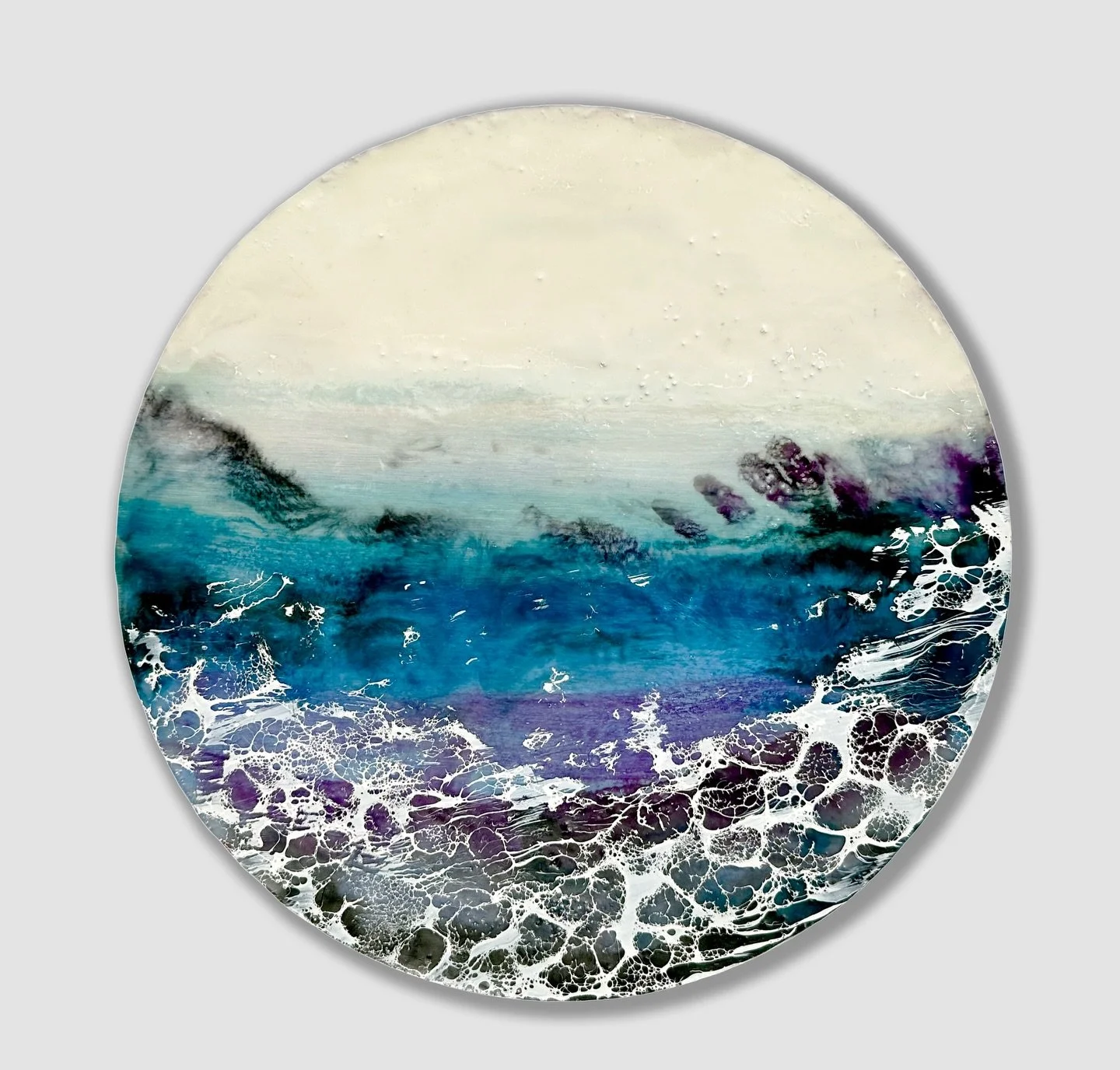 The Real or Fancied Indifference, 2026
12 inches (diameter) x 0.875 inches deep
Encaustic with shellac burn 
Made in a private zoom class with @amanda.pierce.art - I&rsquo;ve been SLOW about photographing these as there&rsquo;s about 5 more now so I&