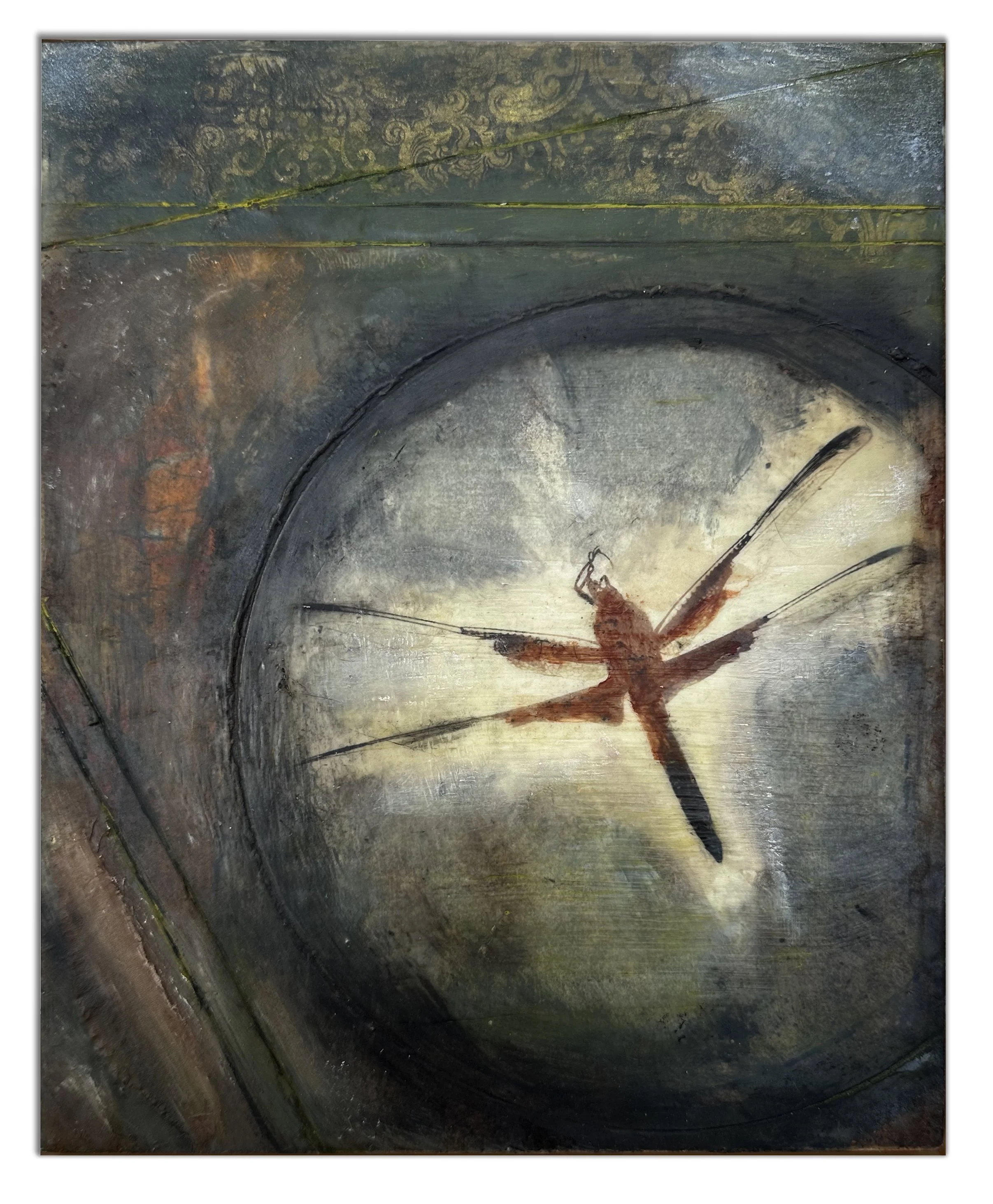 SOLD La Libellule Morte, 8 x 10 x 1.5 inches