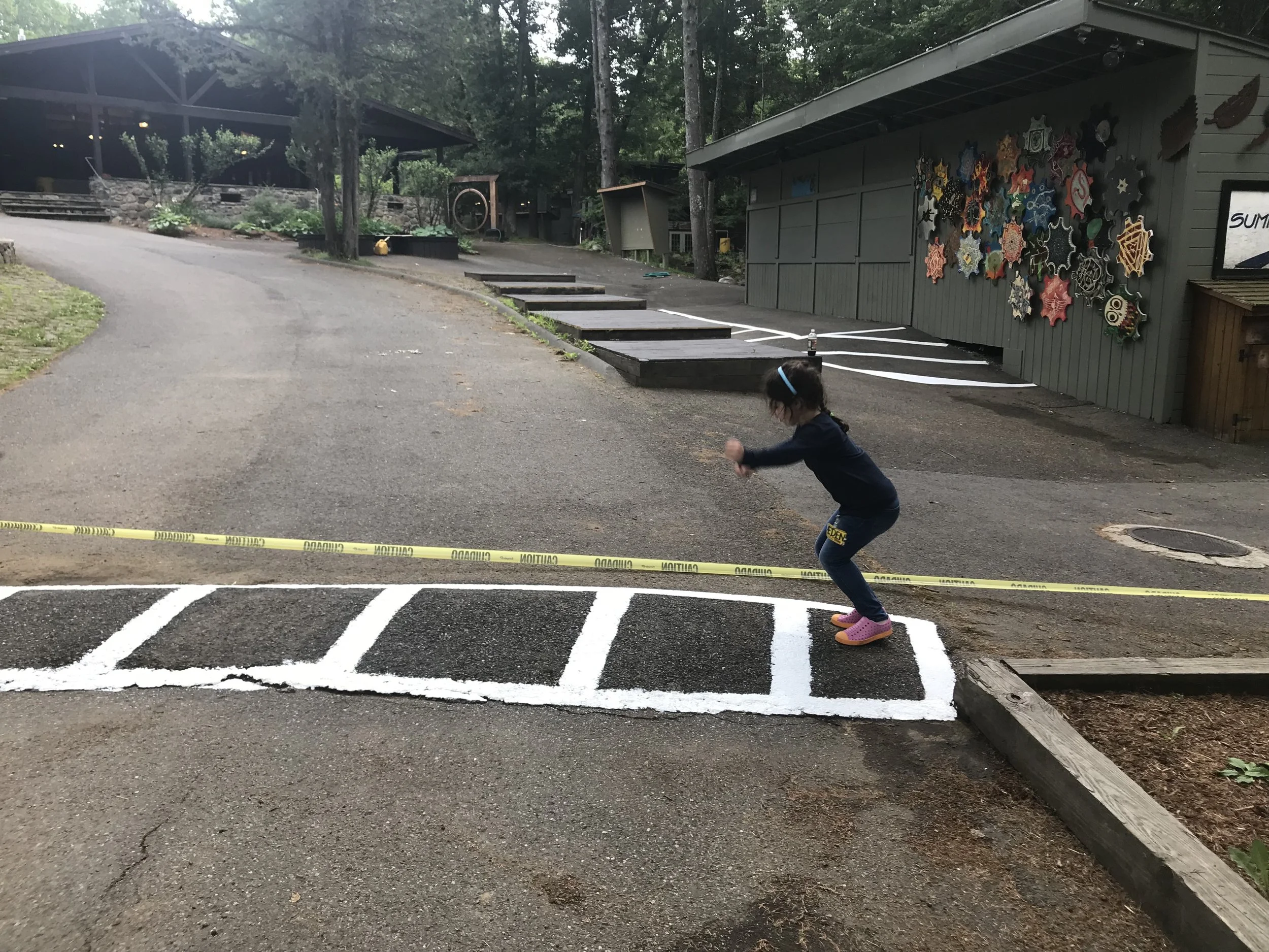 Played hopscotch on the fresh paint...