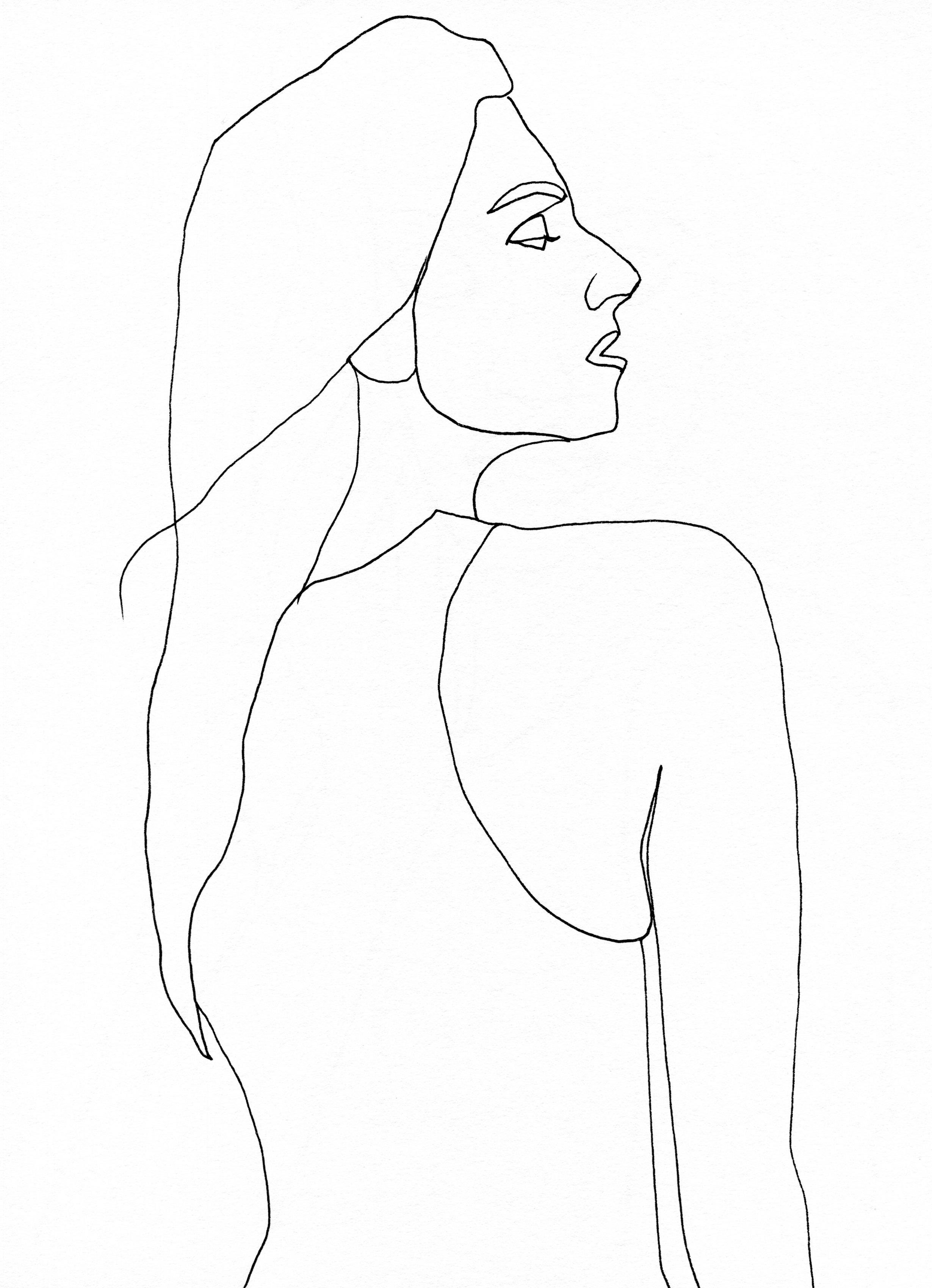 Continuous Line Drawing of Agency Model with no make up. 