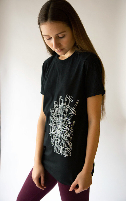 Ferris Wheel continuous line drawing silk screen t shirt