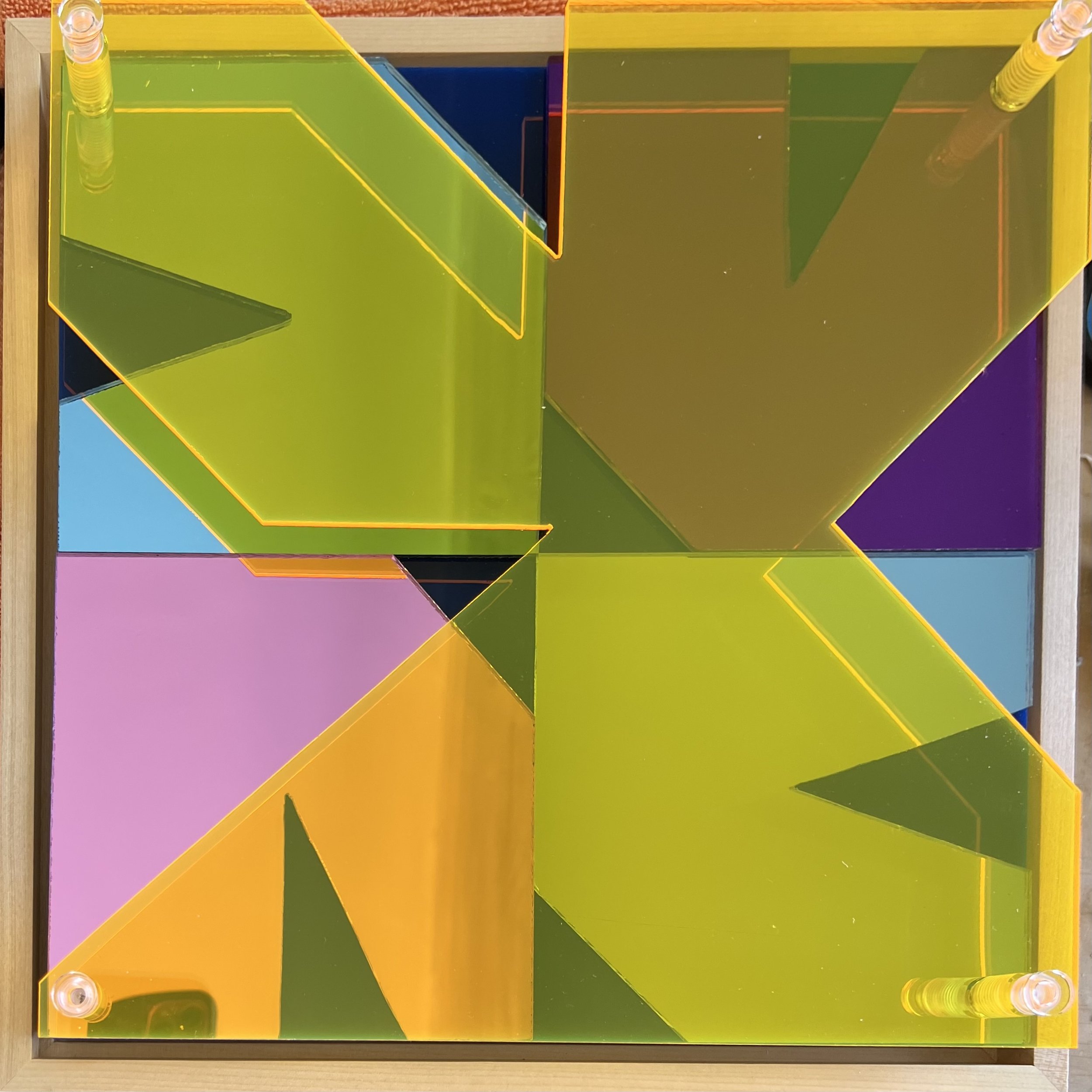 EDM #2 Mirrored Plexiglass over layer with Fluorescent Plexiglass 12" x 12" $950.