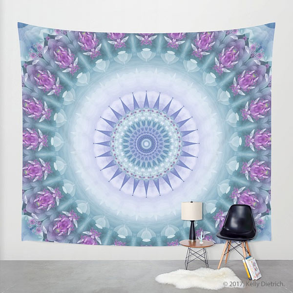 Violet Flowers Mandala Wall Tapestry