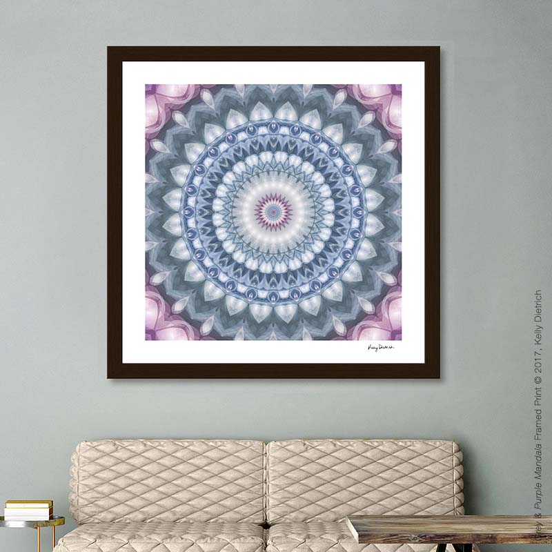 Plum & Grey Mandala Framed Art Print