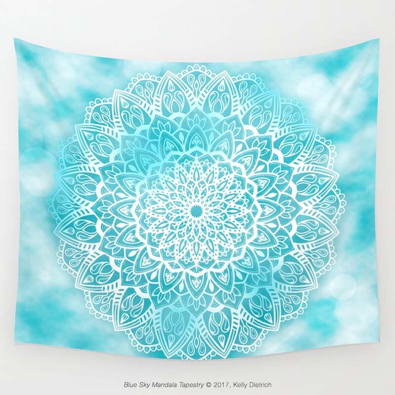 Blue Sky Mandala Wall Tapestry by Kelly Dietrich