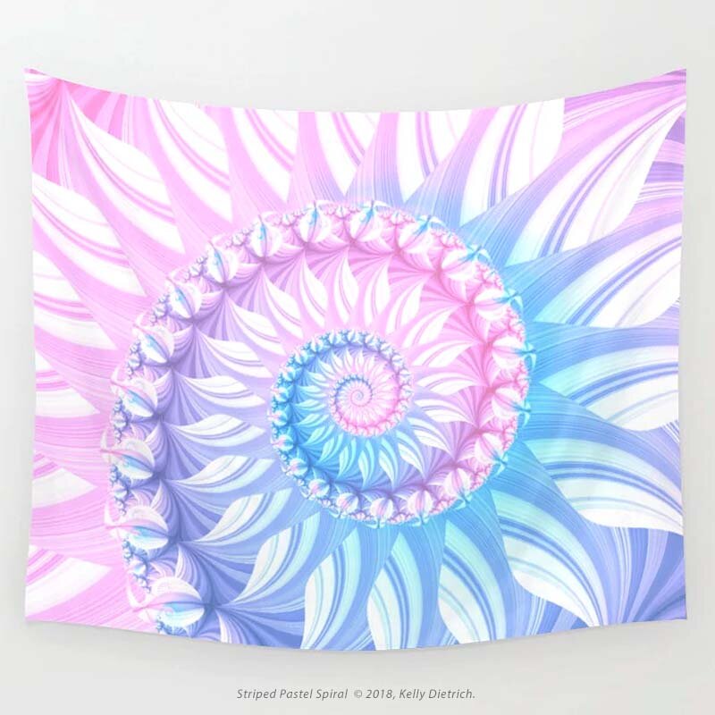 Pastel Striped Spiral Wall Tapestry by Kelly Dietrich